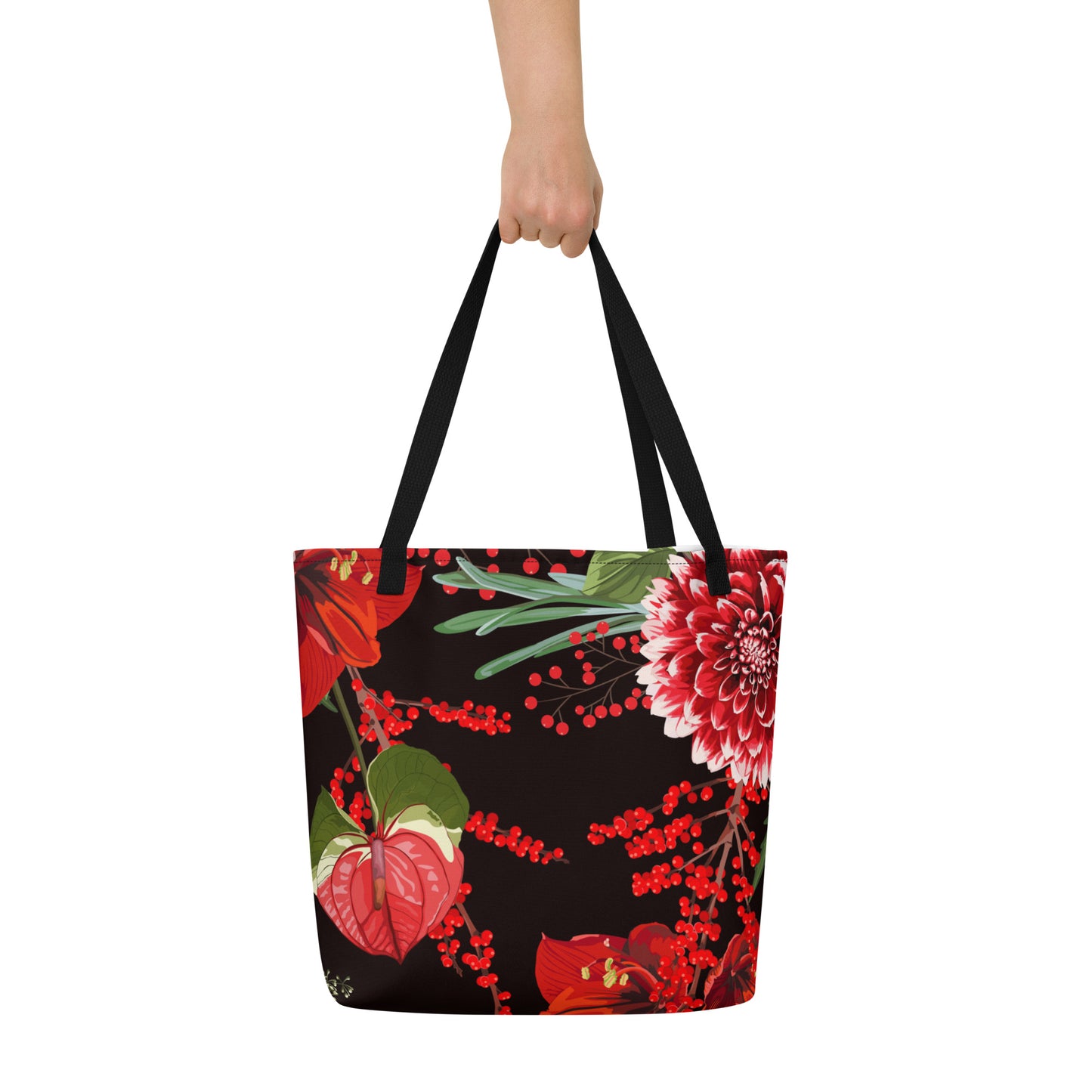 Floral Tote Bag Oversized Floral All-Over Print Large Shopper Bag