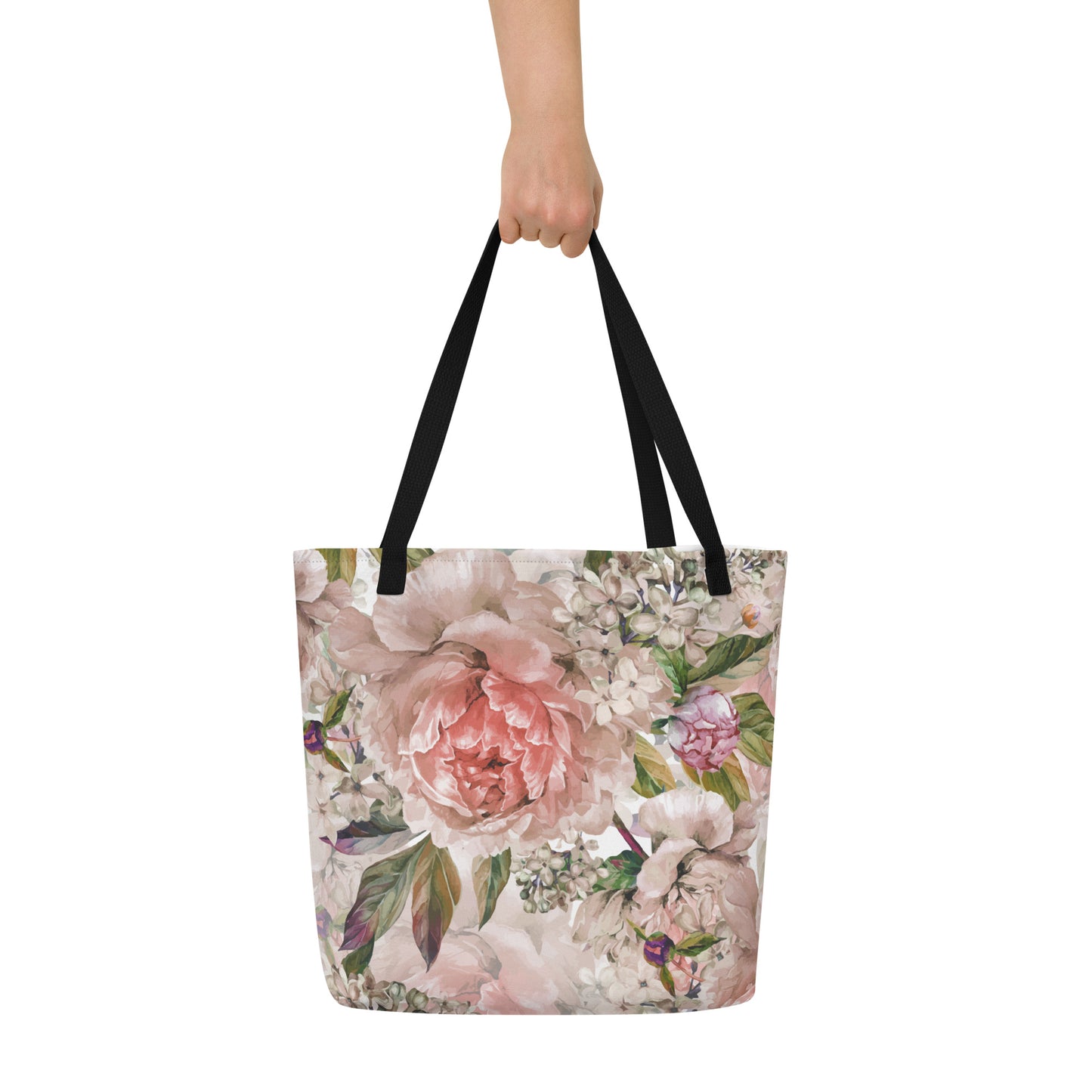 Floral All-Over Print Large Tote Bag