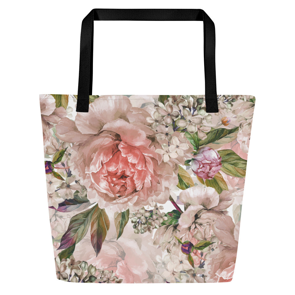 Floral All-Over Print Large Tote Bag