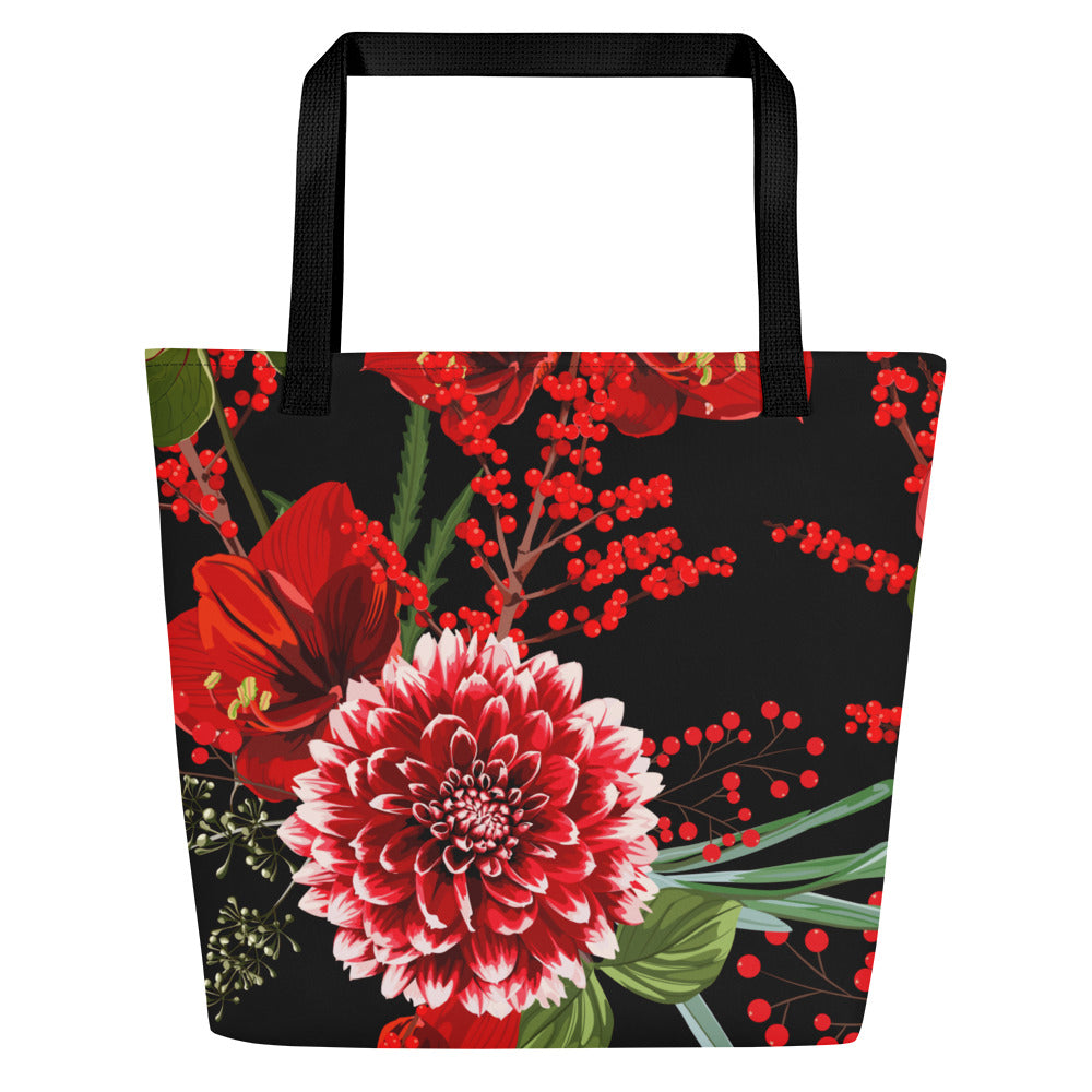 Floral Tote Bag Oversized Floral All-Over Print Large Shopper Bag