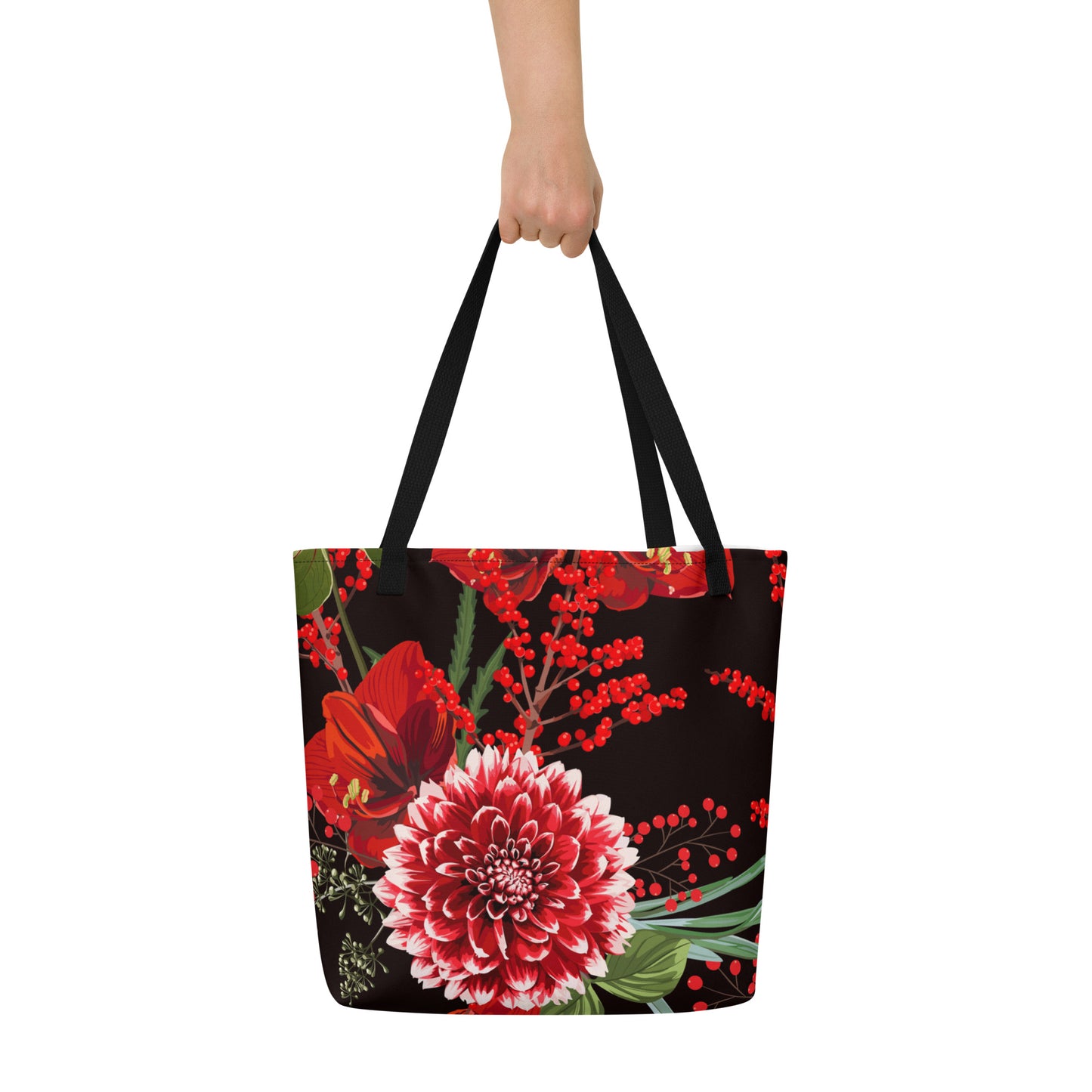 Floral Tote Bag Oversized Floral All-Over Print Large Shopper Bag