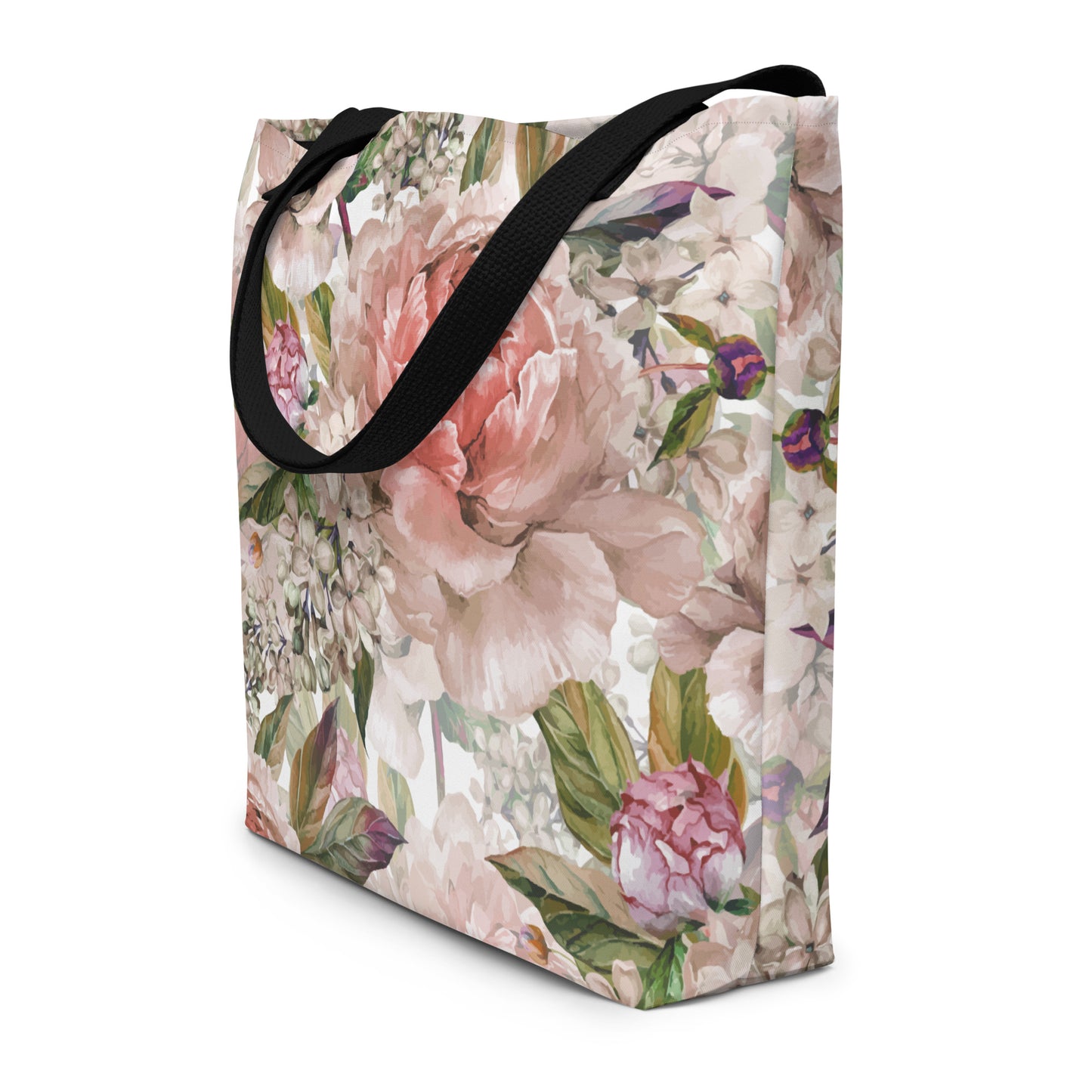 Floral All-Over Print Large Tote Bag