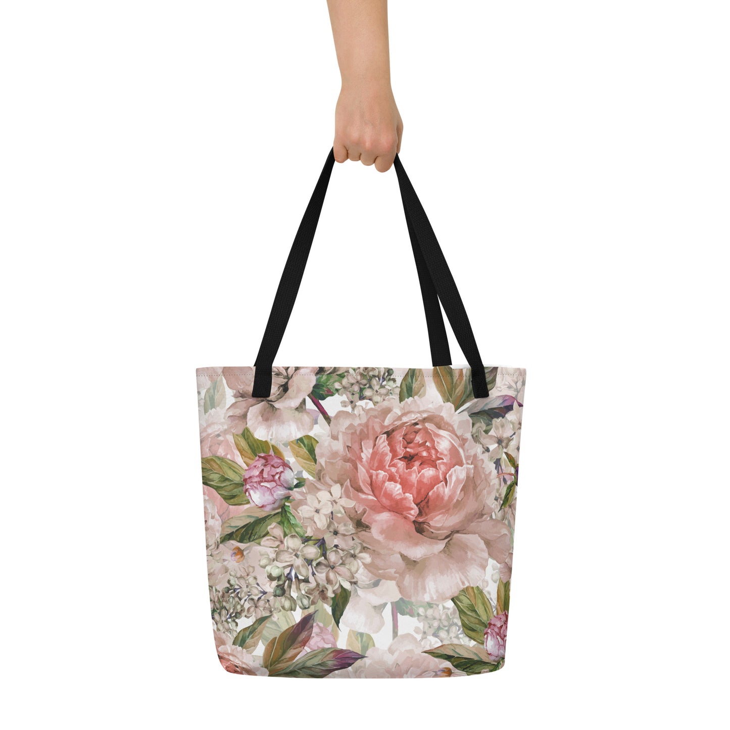 Floral All-Over Print Large Tote Bag