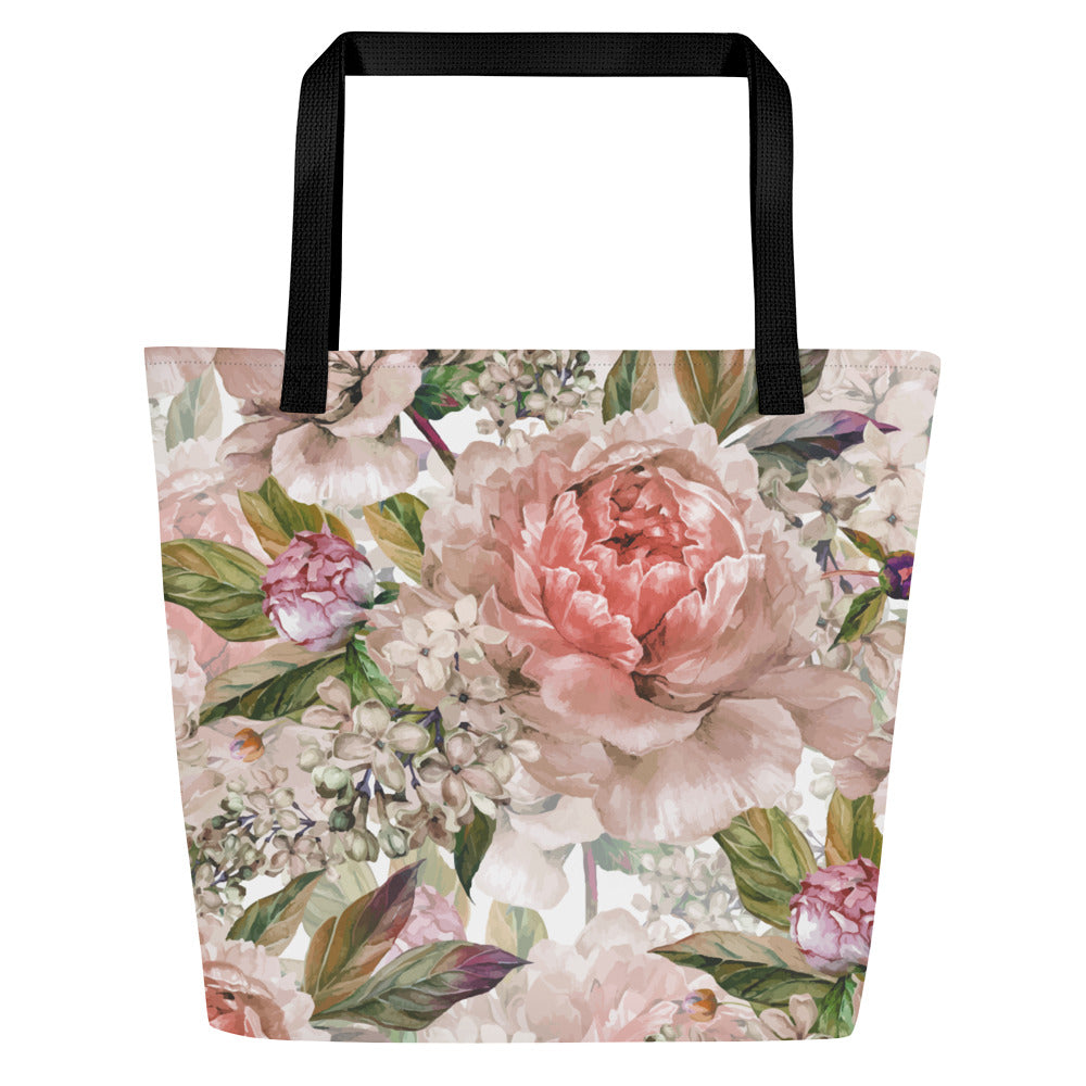 Floral All-Over Print Large Tote Bag