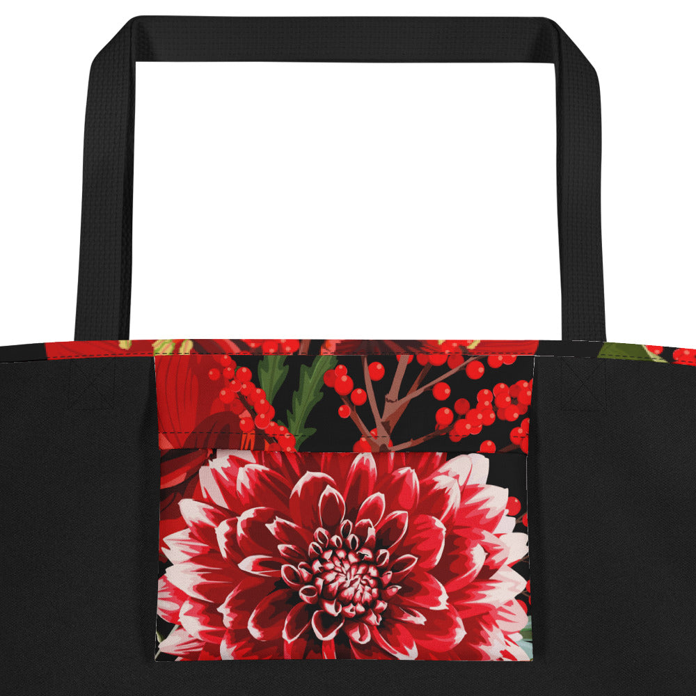 Floral Tote Bag Oversized Floral All-Over Print Large Shopper Bag