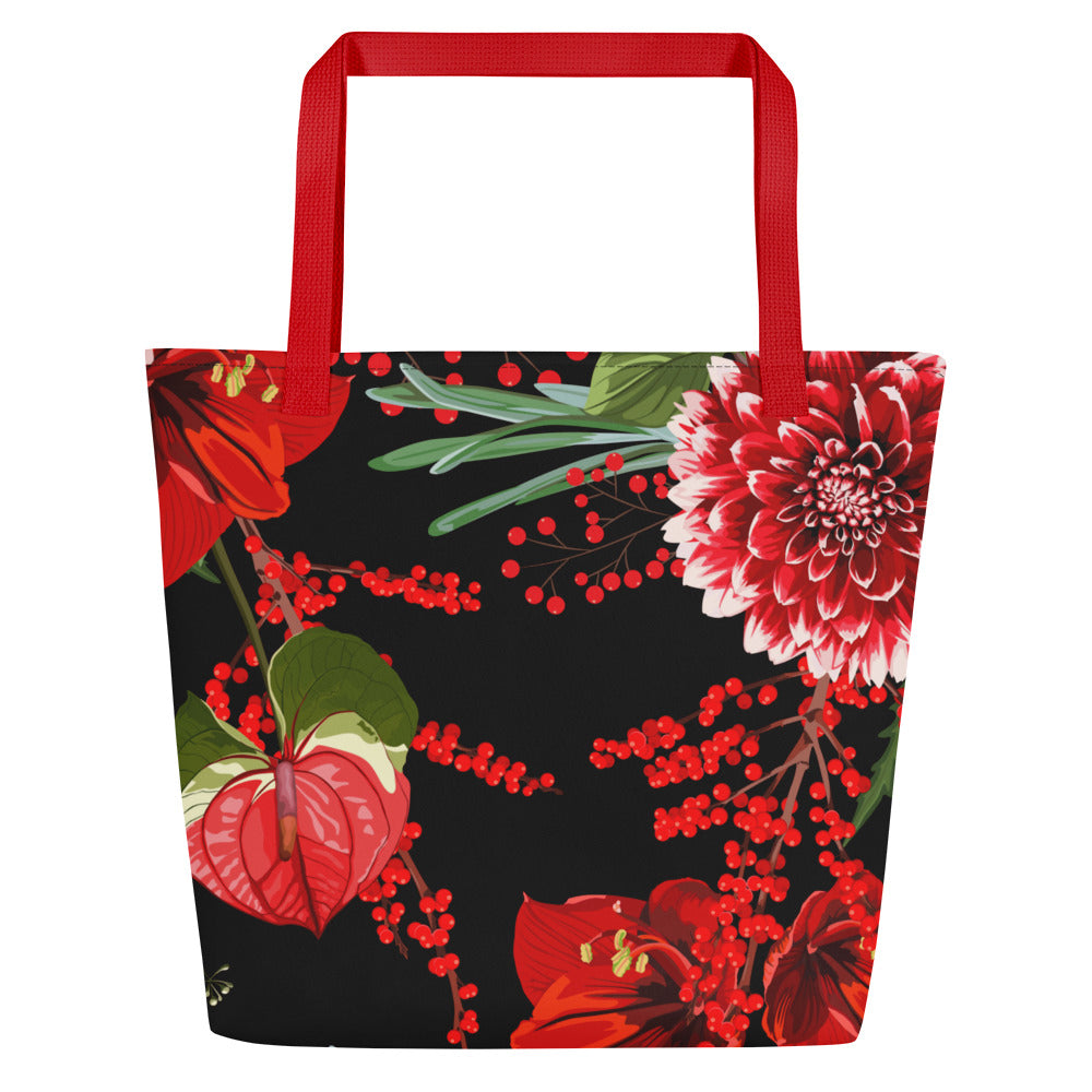 Floral Tote Bag Oversized Floral All-Over Print Large Shopper Bag