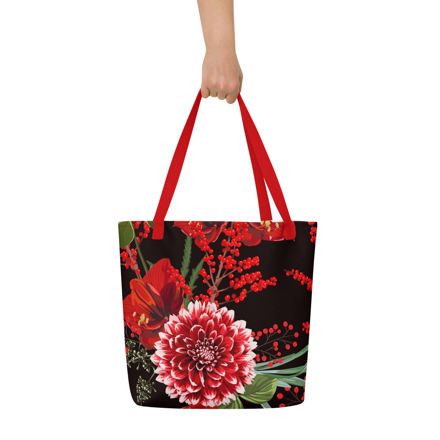 Floral Tote Bag Oversized Floral All-Over Print Large Shopper Bag