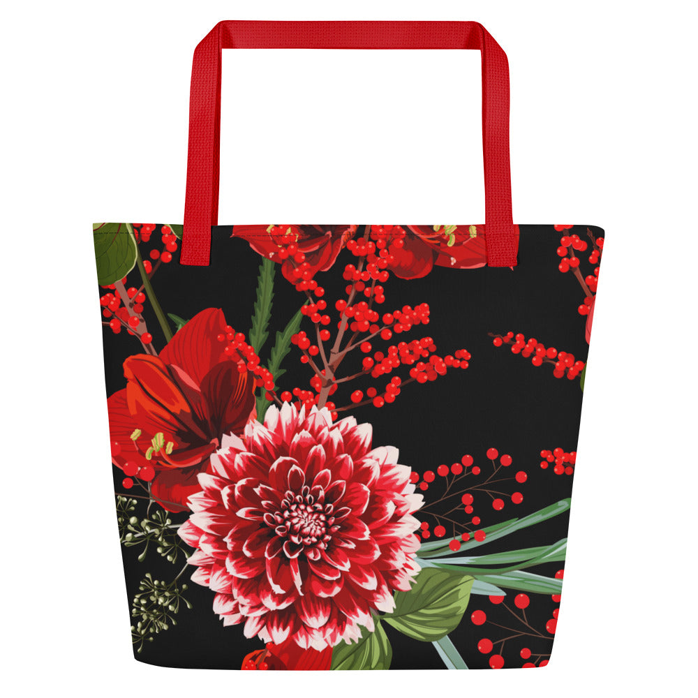 Floral Tote Bag Oversized Floral All-Over Print Large Shopper Bag