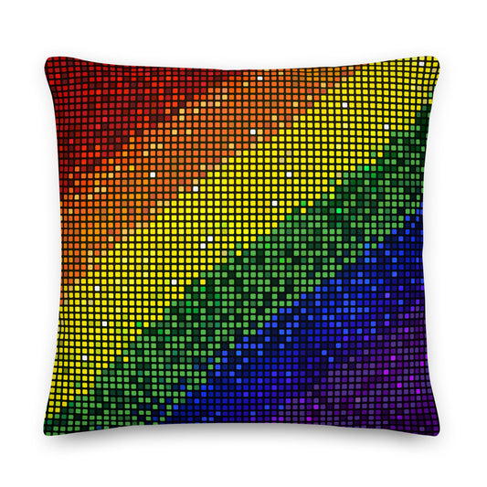 Gay Pride Rainbow Flag Cushion Sparkling All-Over Print Premium Throw Cushion