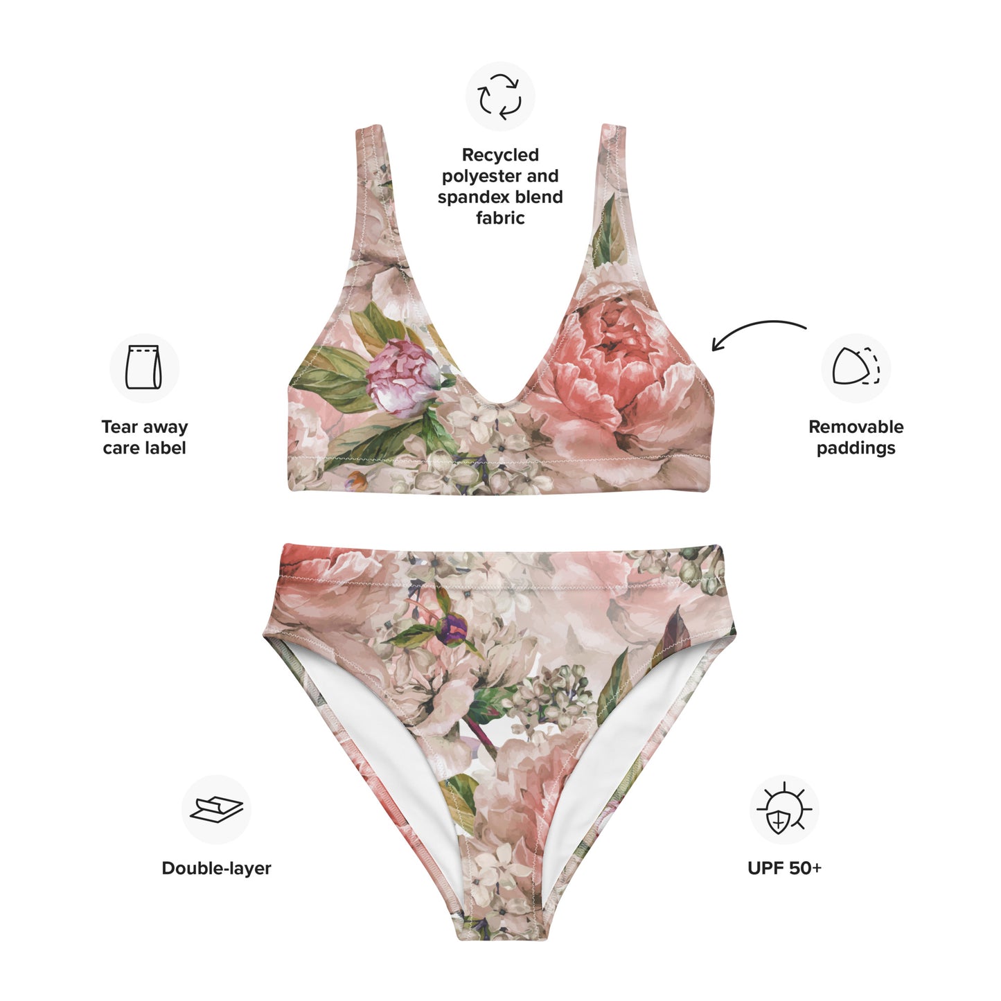 Floral Bikini Oversized Floral All-Over Print Recycled High-Waisted Bikini Set