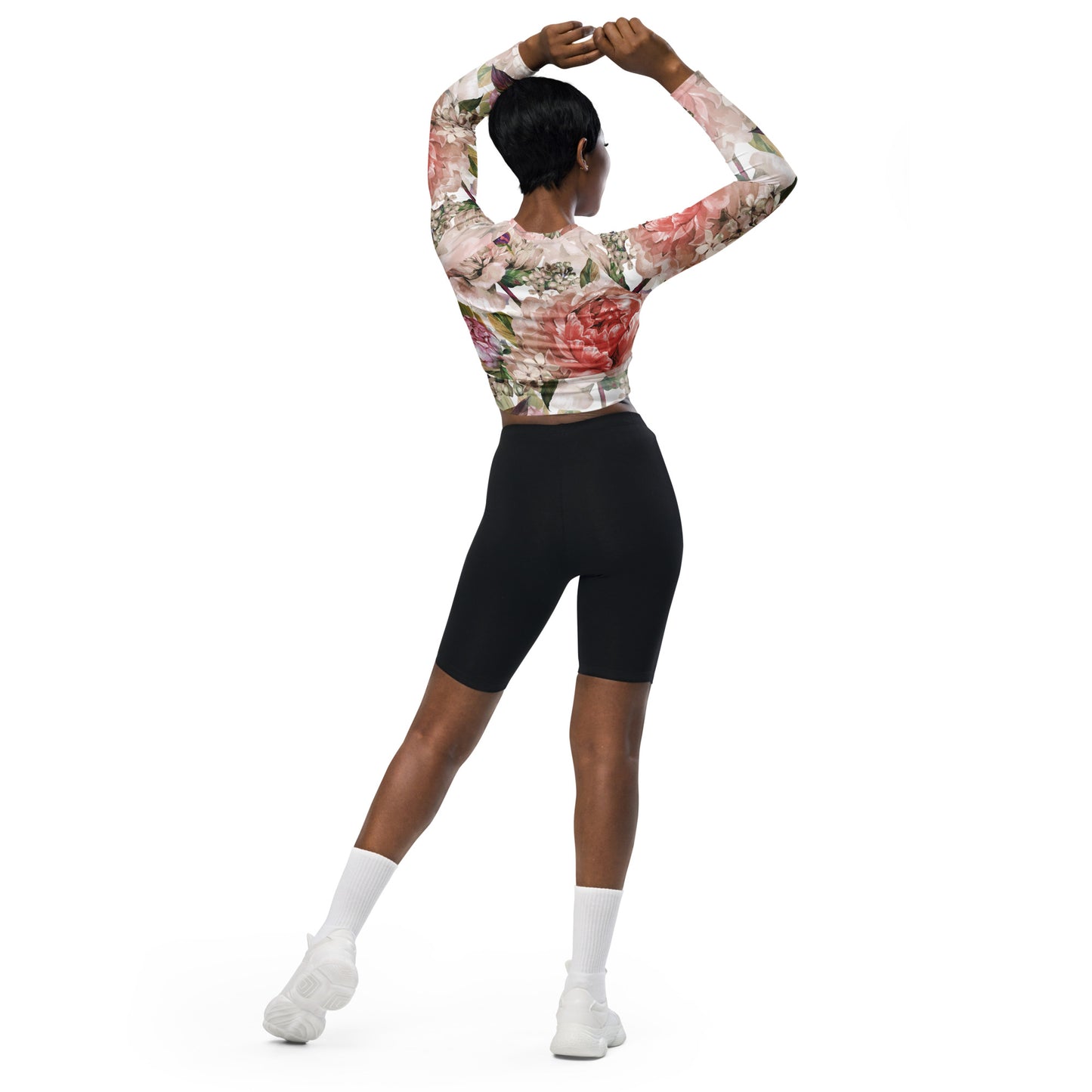 Floral Oversized All-Over Print Recycled Long Sleeve Crop Top