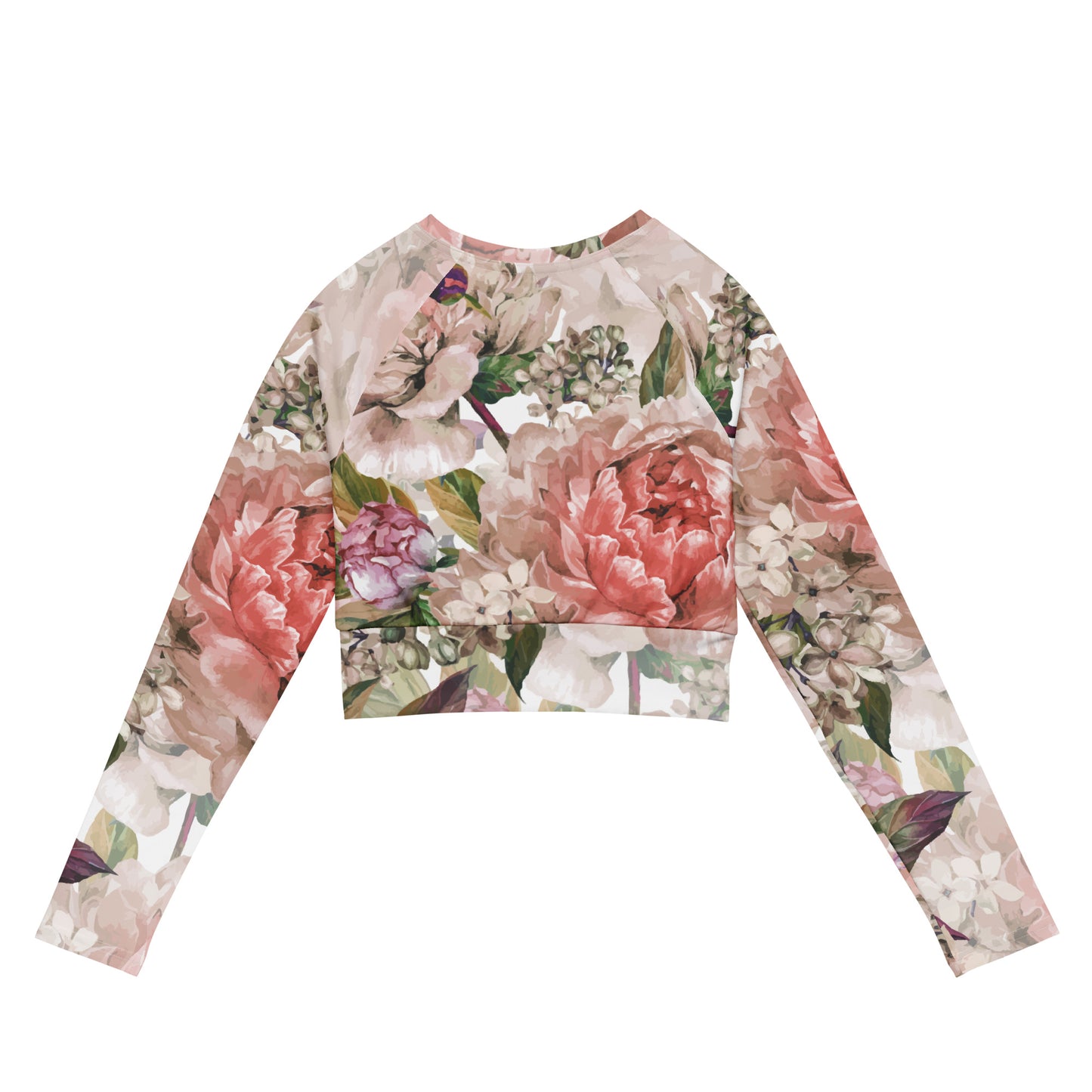 Floral Oversized All-Over Print Recycled Long Sleeve Crop Top