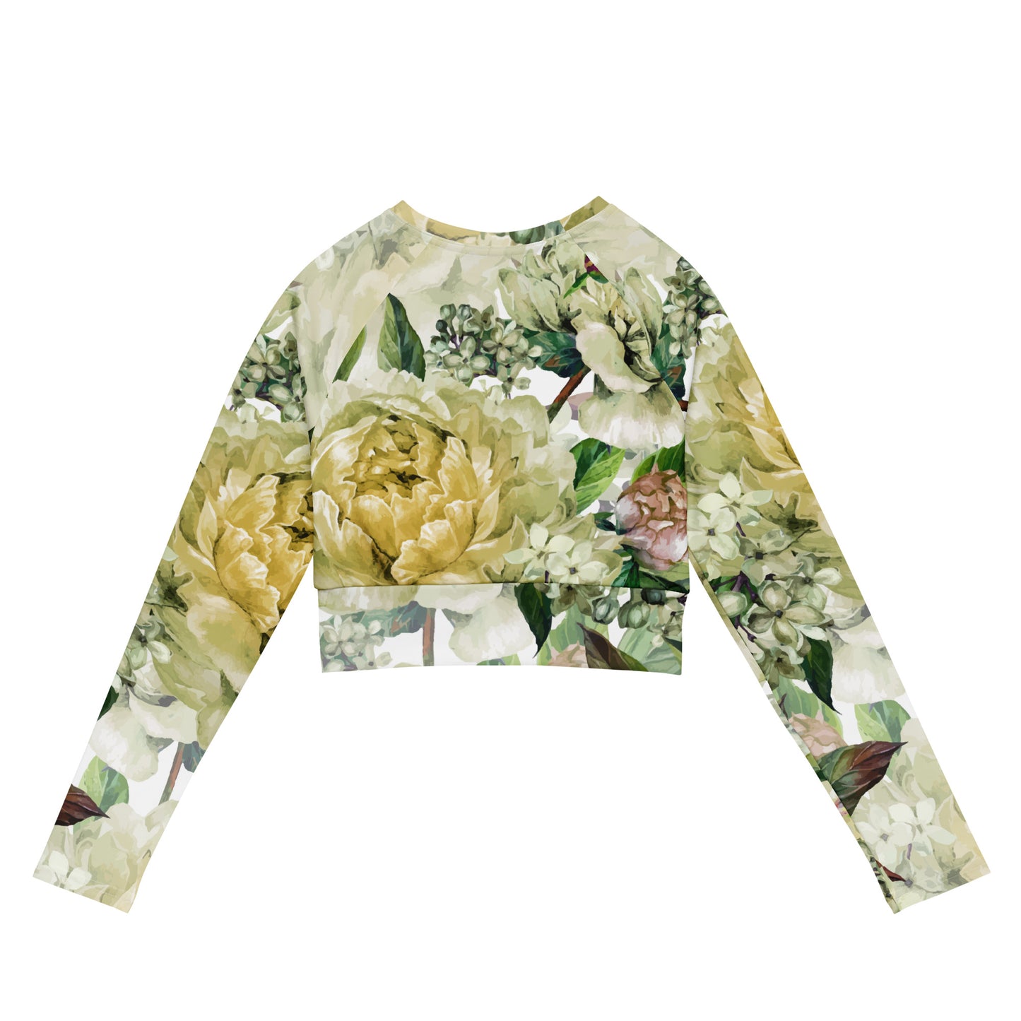 Oversized Floral All-Over Print Recycled Long Sleeve Crop Top