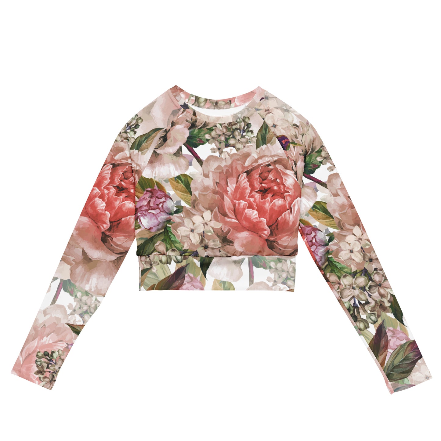 Floral Oversized All-Over Print Recycled Long Sleeve Crop Top