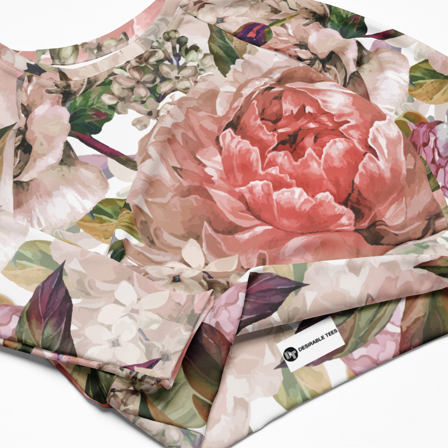 Floral Oversized All-Over Print Recycled Long Sleeve Crop Top