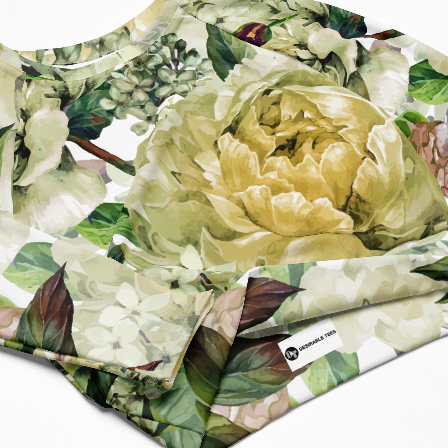 Oversized Floral All-Over Print Recycled Long Sleeve Crop Top