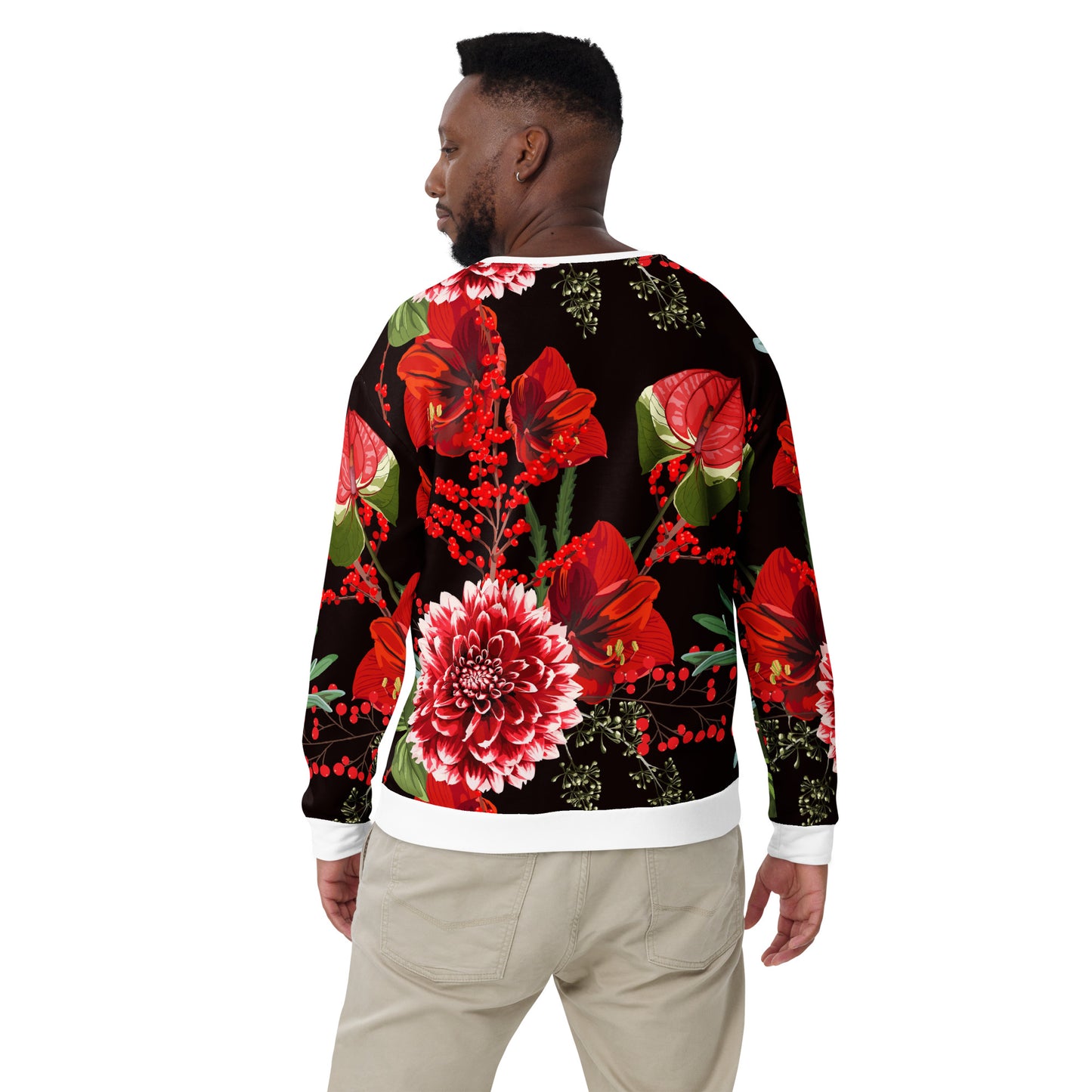 Floral Sweatshirt Oversized Floral All-Over Print Unisex Sweatshirt