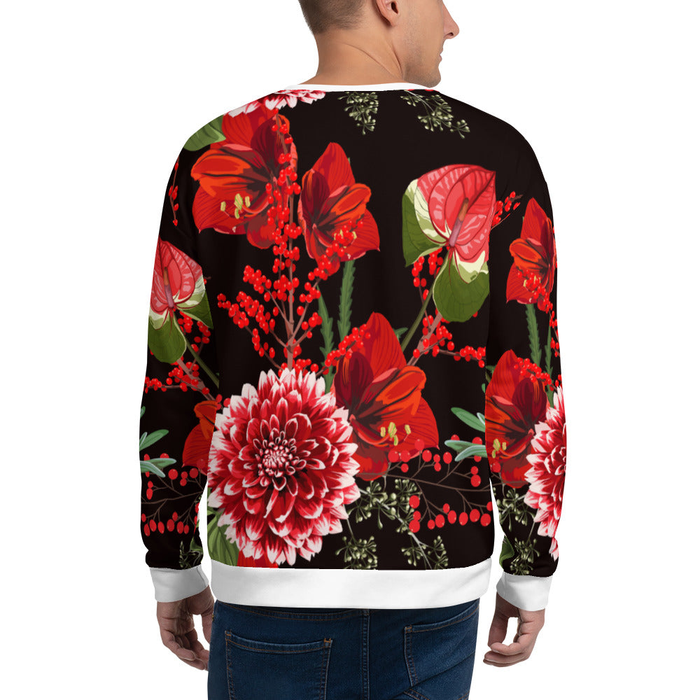 Floral Sweatshirt Oversized Floral All-Over Print Unisex Sweatshirt