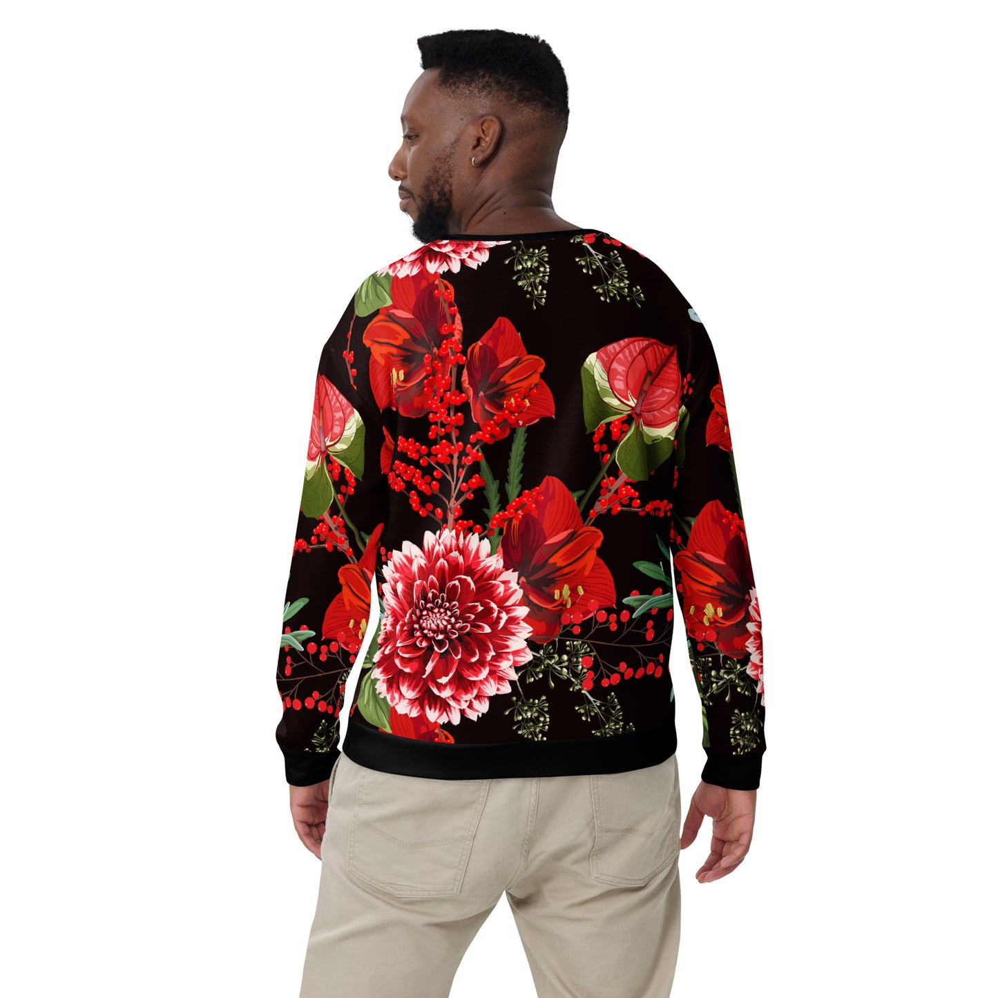 Floral Sweatshirt Oversized Floral All-Over Print Unisex Sweatshirt