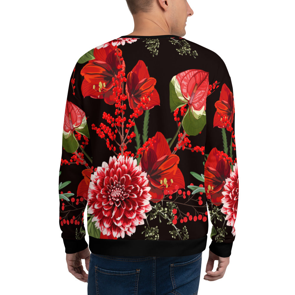 Floral Sweatshirt Oversized Floral All-Over Print Unisex Sweatshirt