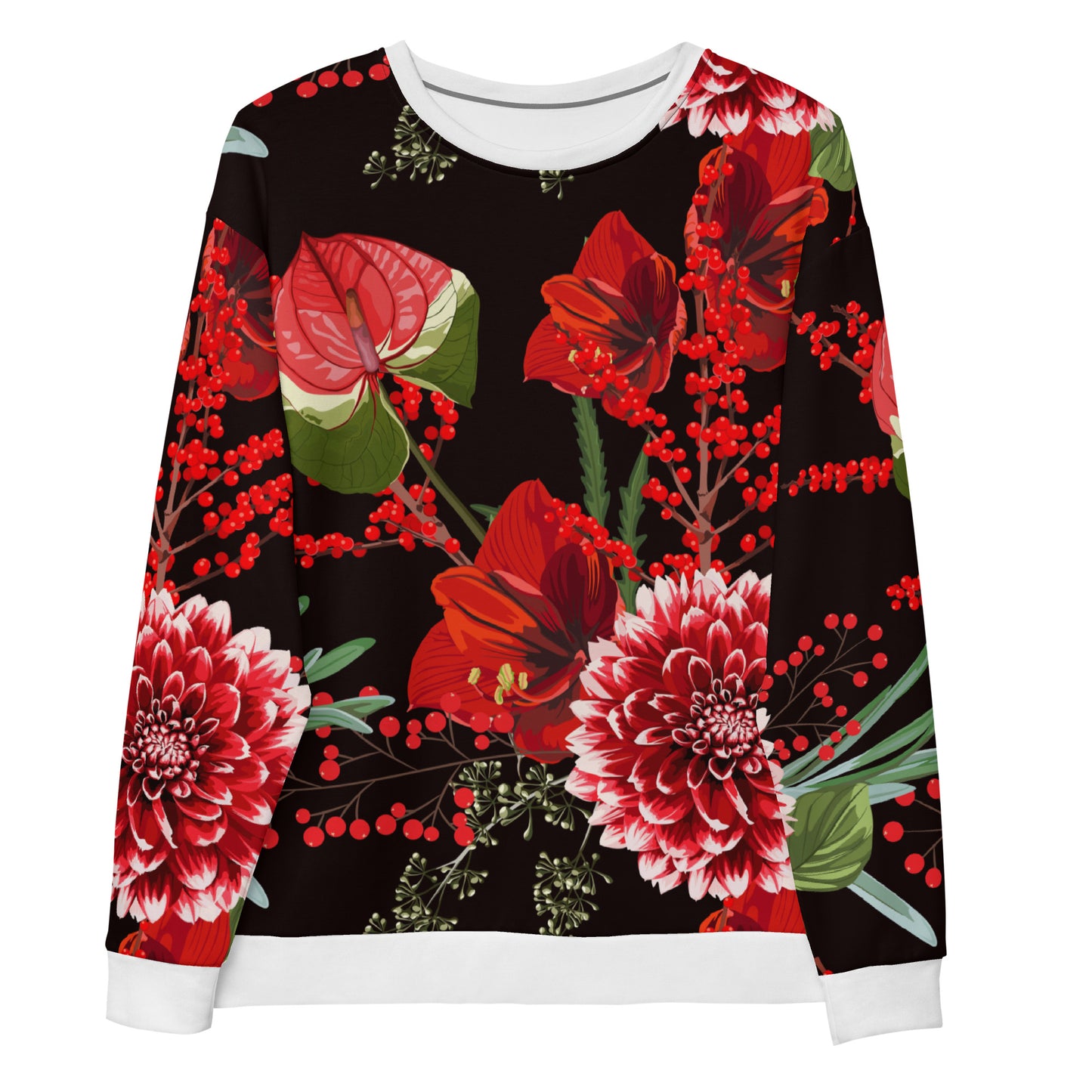 Floral Sweatshirt Oversized Floral All-Over Print Unisex Sweatshirt