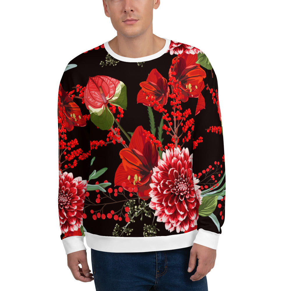 Floral Sweatshirt Oversized Floral All-Over Print Unisex Sweatshirt