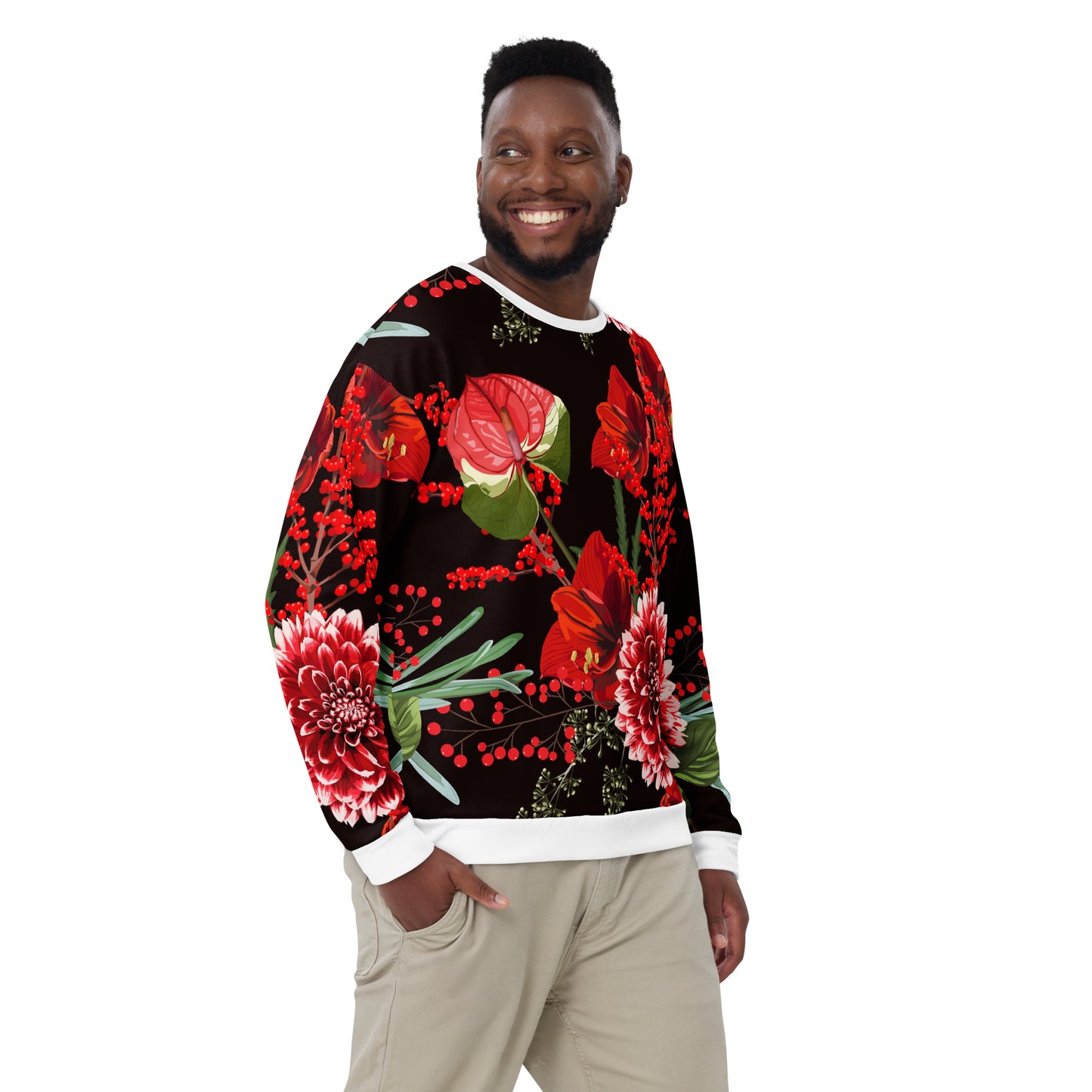 Floral Sweatshirt Oversized Floral All-Over Print Unisex Sweatshirt