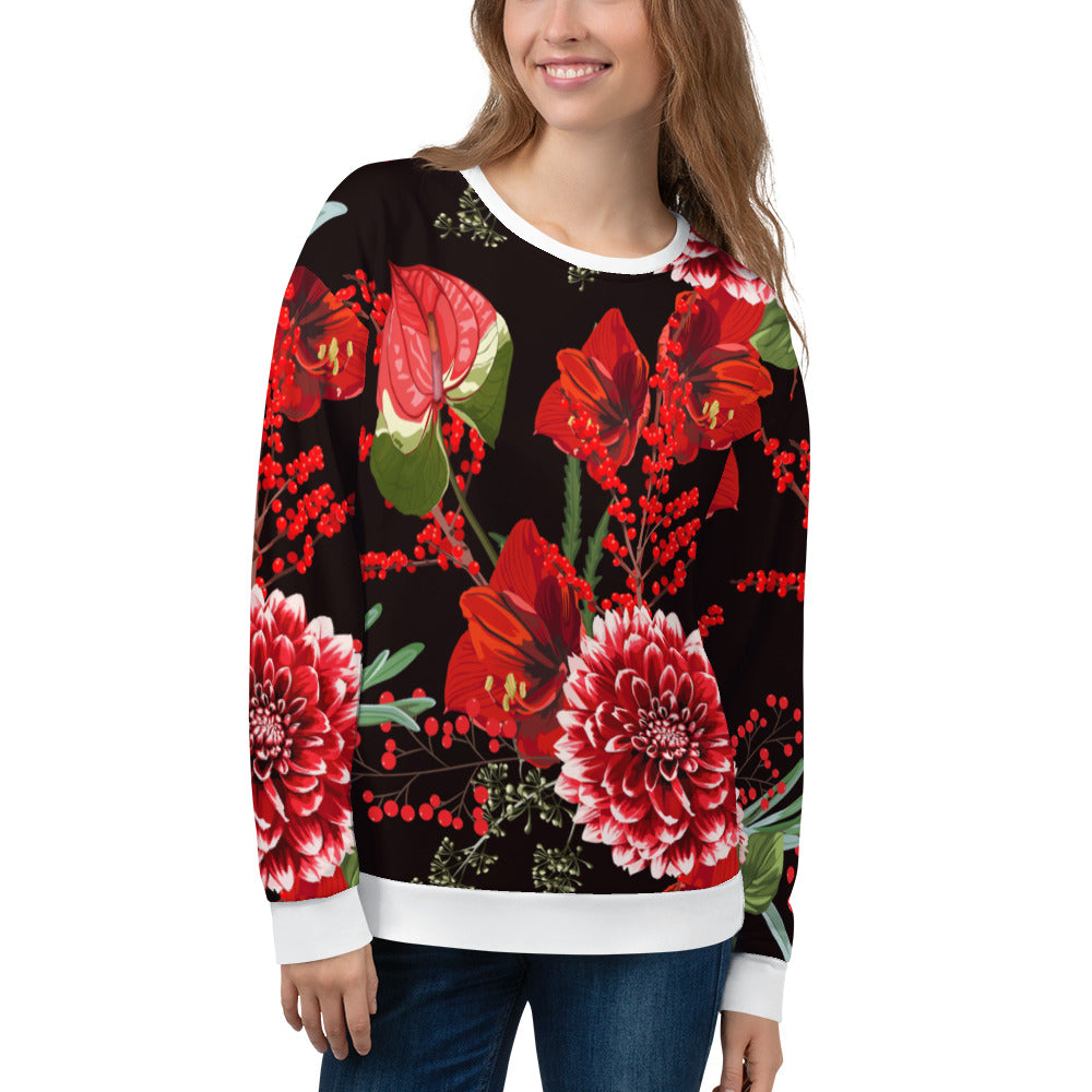 Floral Sweatshirt Oversized Floral All-Over Print Unisex Sweatshirt