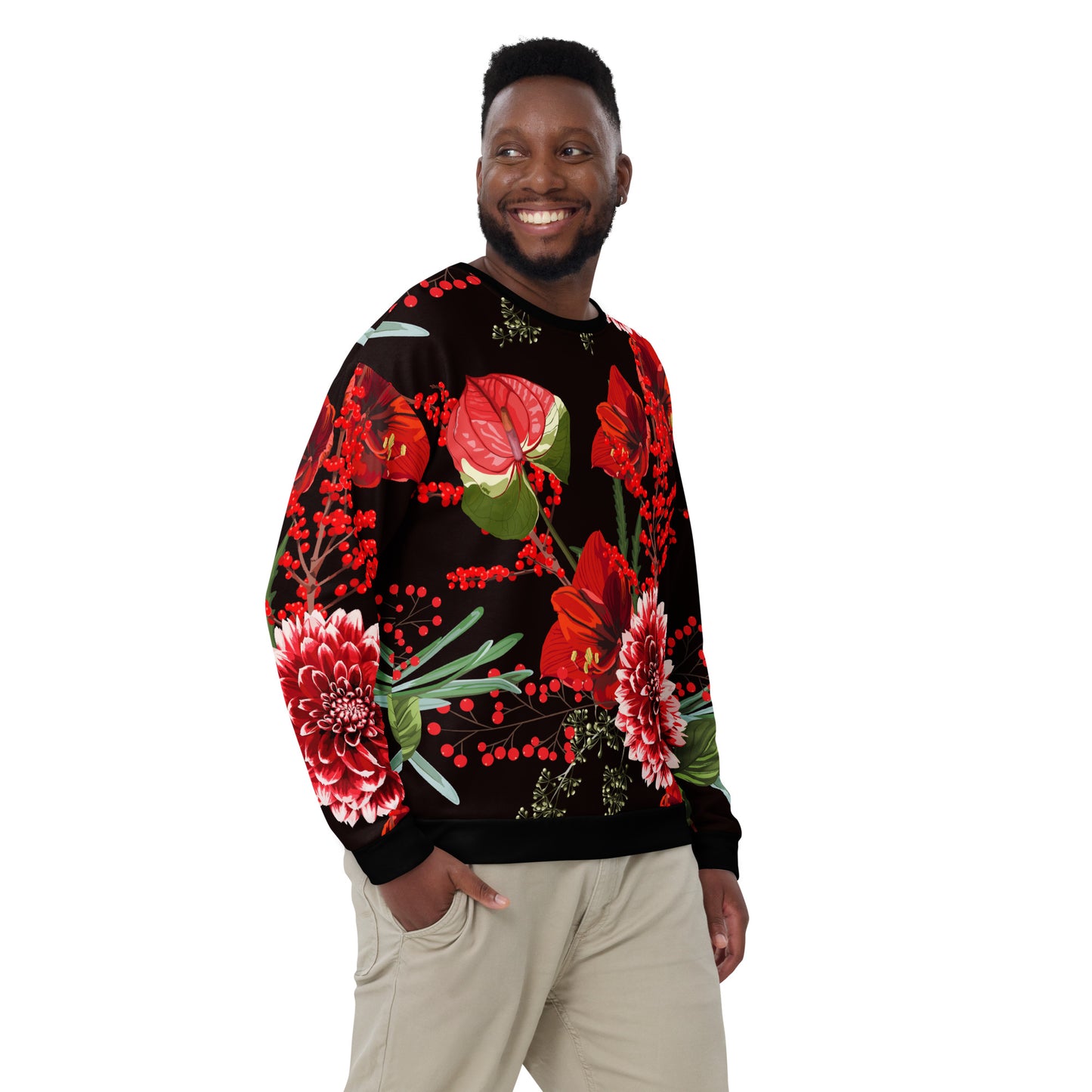 Floral Sweatshirt Oversized Floral All-Over Print Unisex Sweatshirt