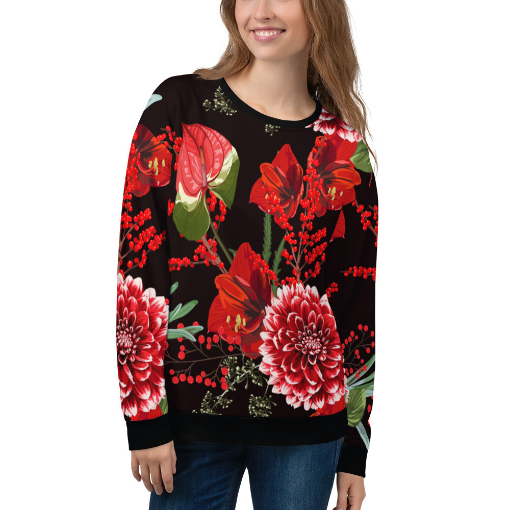 Floral Sweatshirt Oversized Floral All-Over Print Unisex Sweatshirt