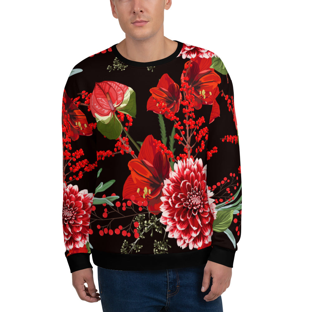 Floral Sweatshirt Oversized Floral All-Over Print Unisex Sweatshirt