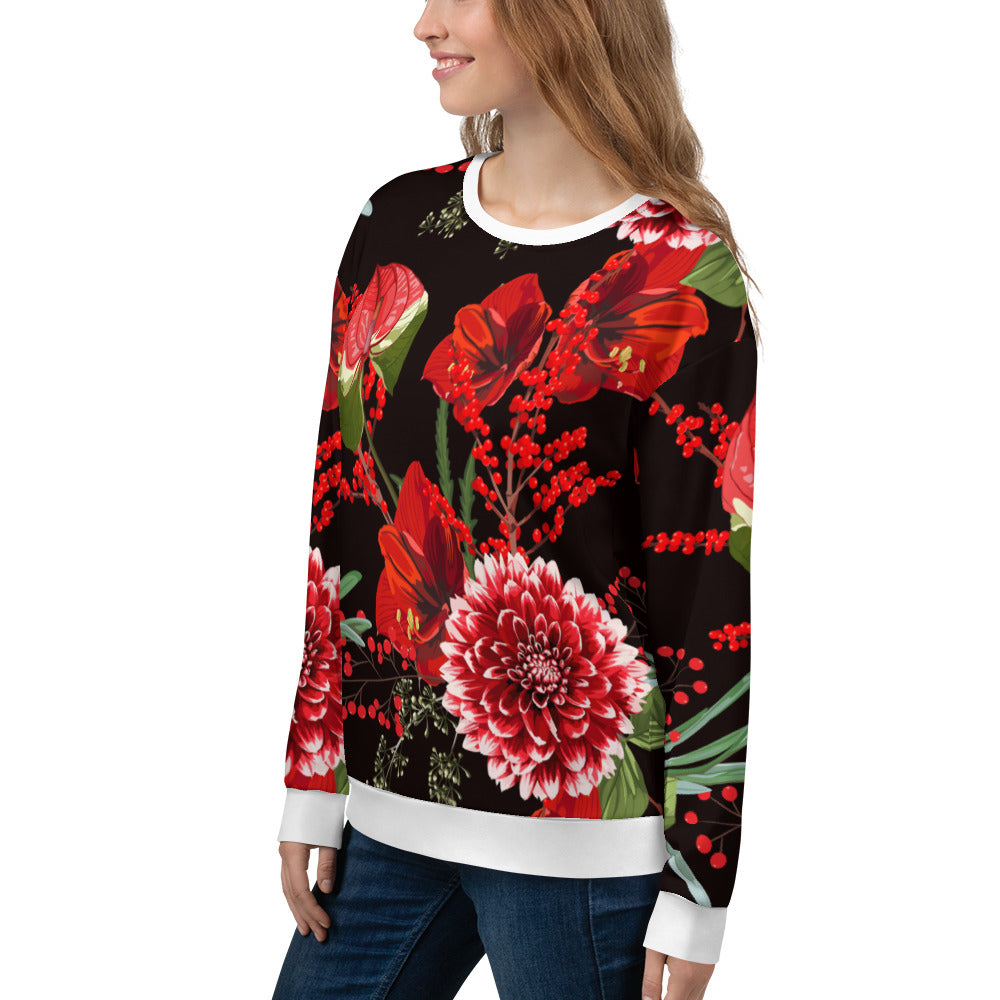 Floral Sweatshirt Oversized Floral All-Over Print Unisex Sweatshirt