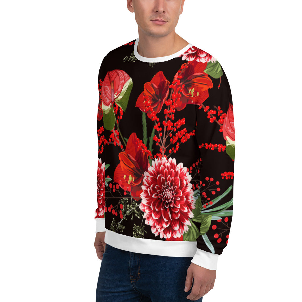 Floral Sweatshirt Oversized Floral All-Over Print Unisex Sweatshirt