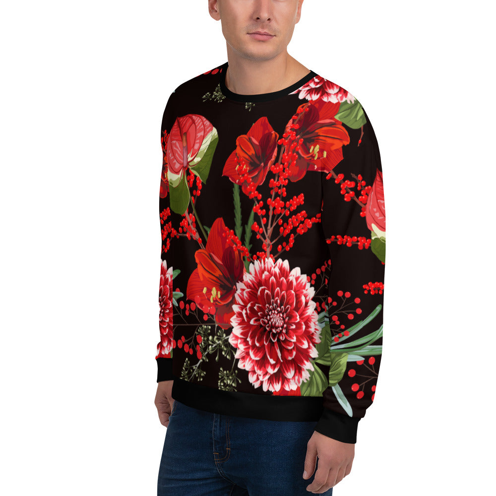 Floral Sweatshirt Oversized Floral All-Over Print Unisex Sweatshirt