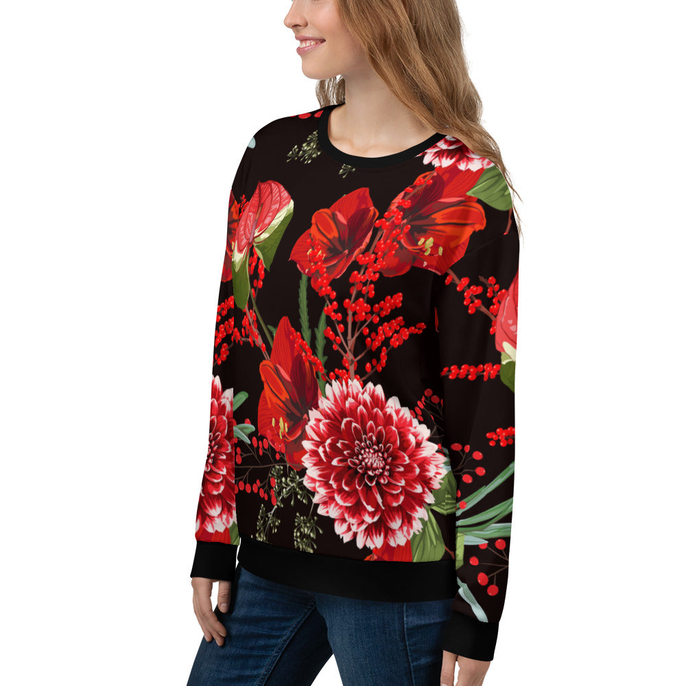 Floral Sweatshirt Oversized Floral All-Over Print Unisex Sweatshirt