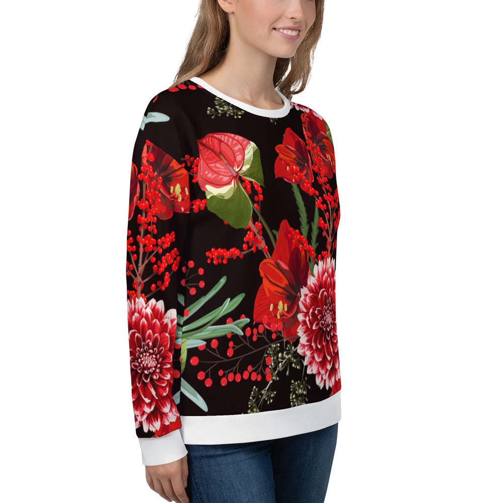 Floral Sweatshirt Oversized Floral All-Over Print Unisex Sweatshirt