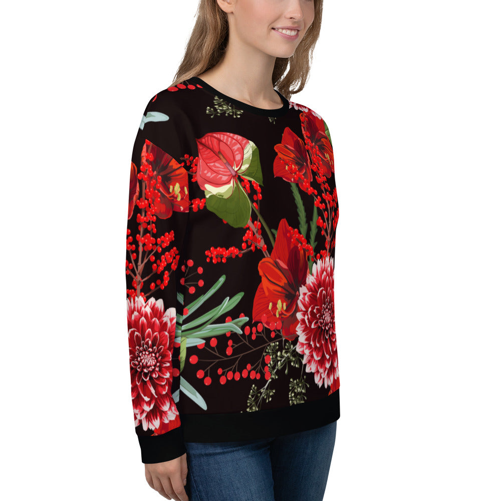 Floral Sweatshirt Oversized Floral All-Over Print Unisex Sweatshirt