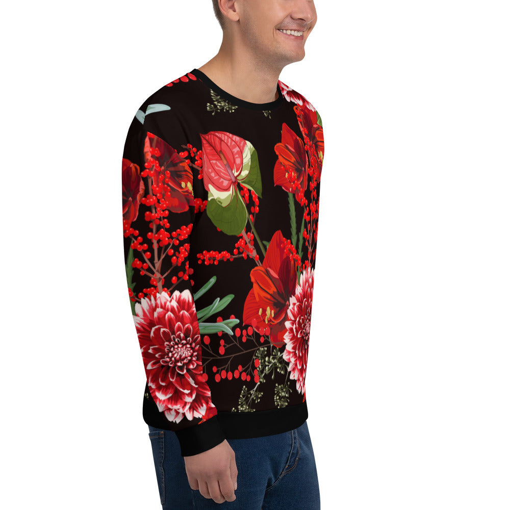 Floral Sweatshirt Oversized Floral All-Over Print Unisex Sweatshirt