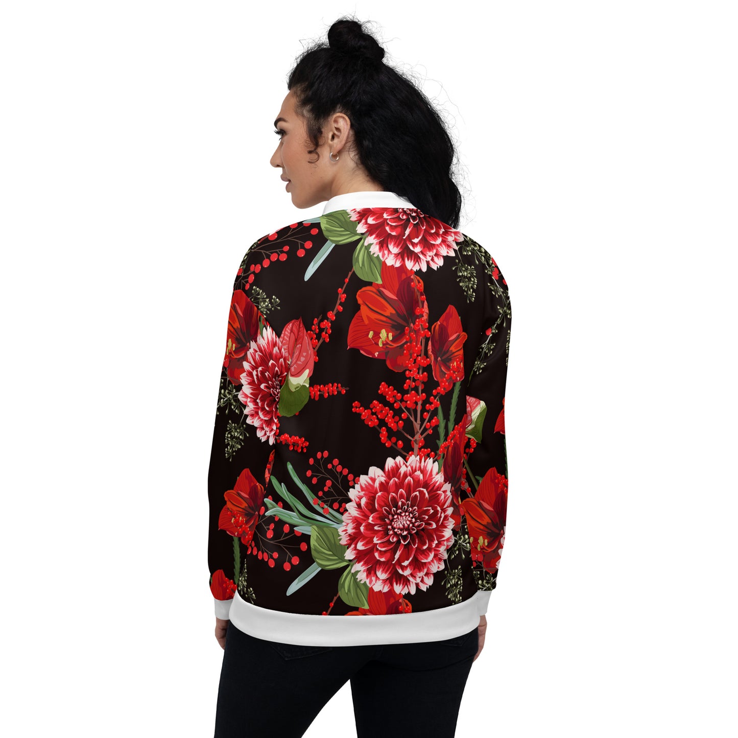 Floral Jacket Oversized Floral All-Over Print Unisex Bomber Jacket