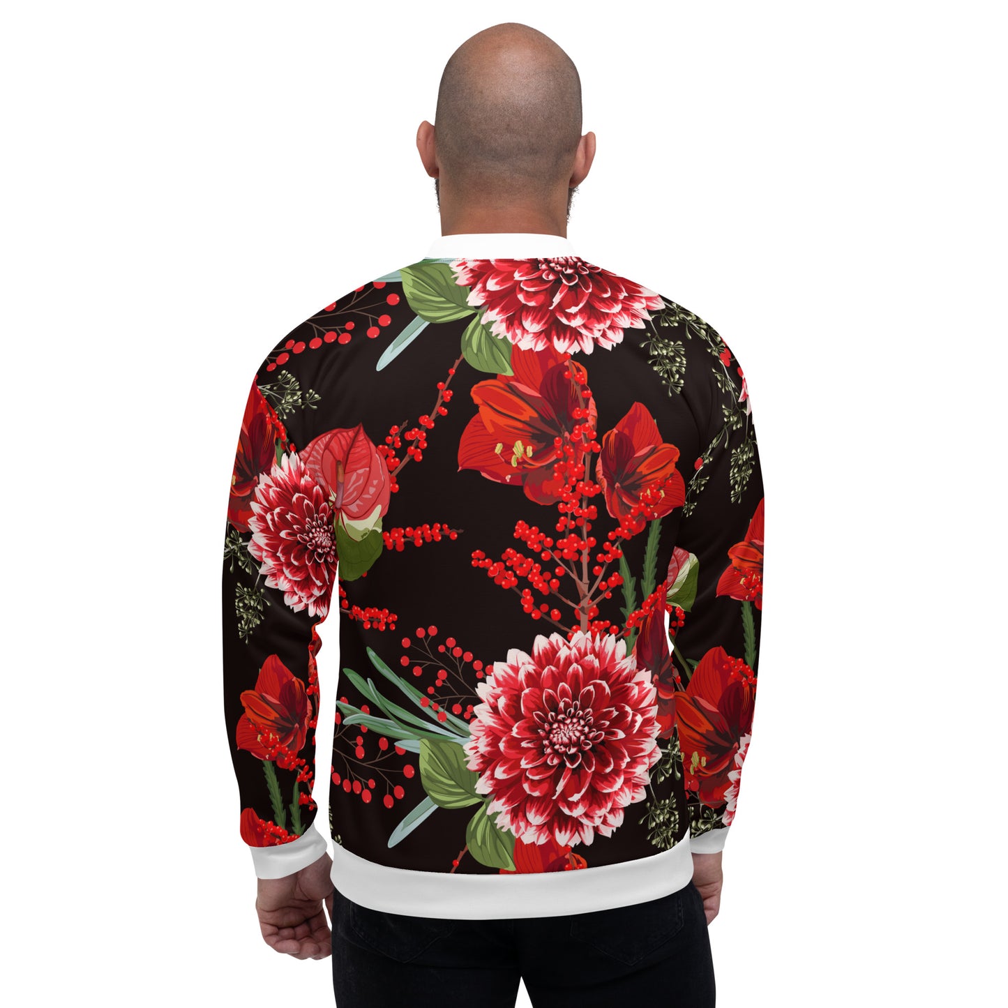 Floral Jacket Oversized Floral All-Over Print Unisex Bomber Jacket