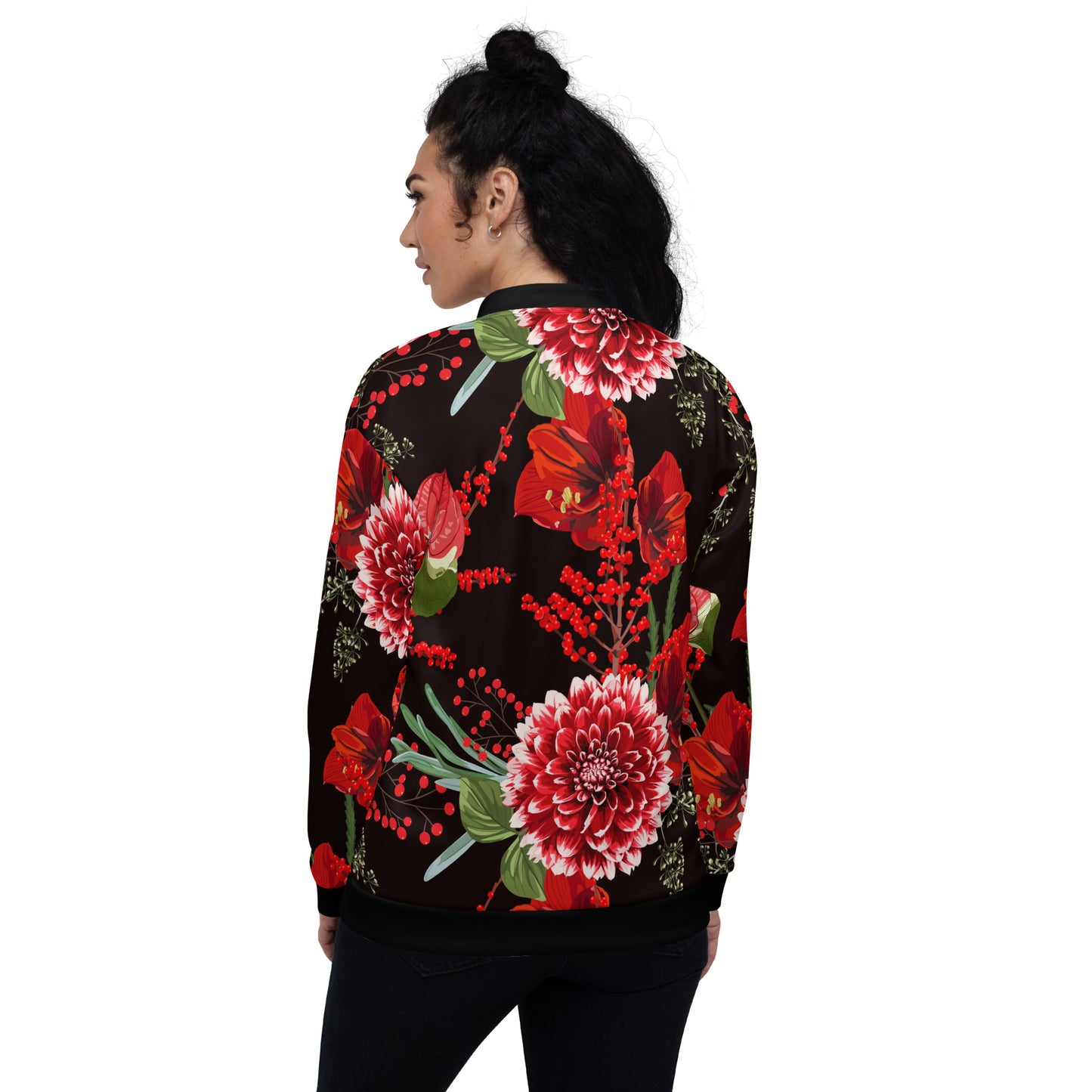 Floral Jacket Oversized Floral All-Over Print Unisex Bomber Jacket