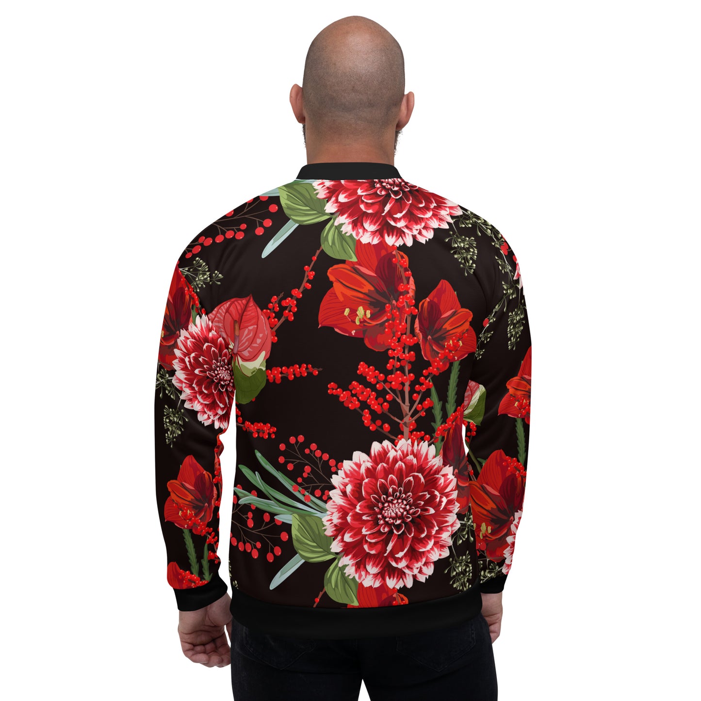 Floral Jacket Oversized Floral All-Over Print Unisex Bomber Jacket