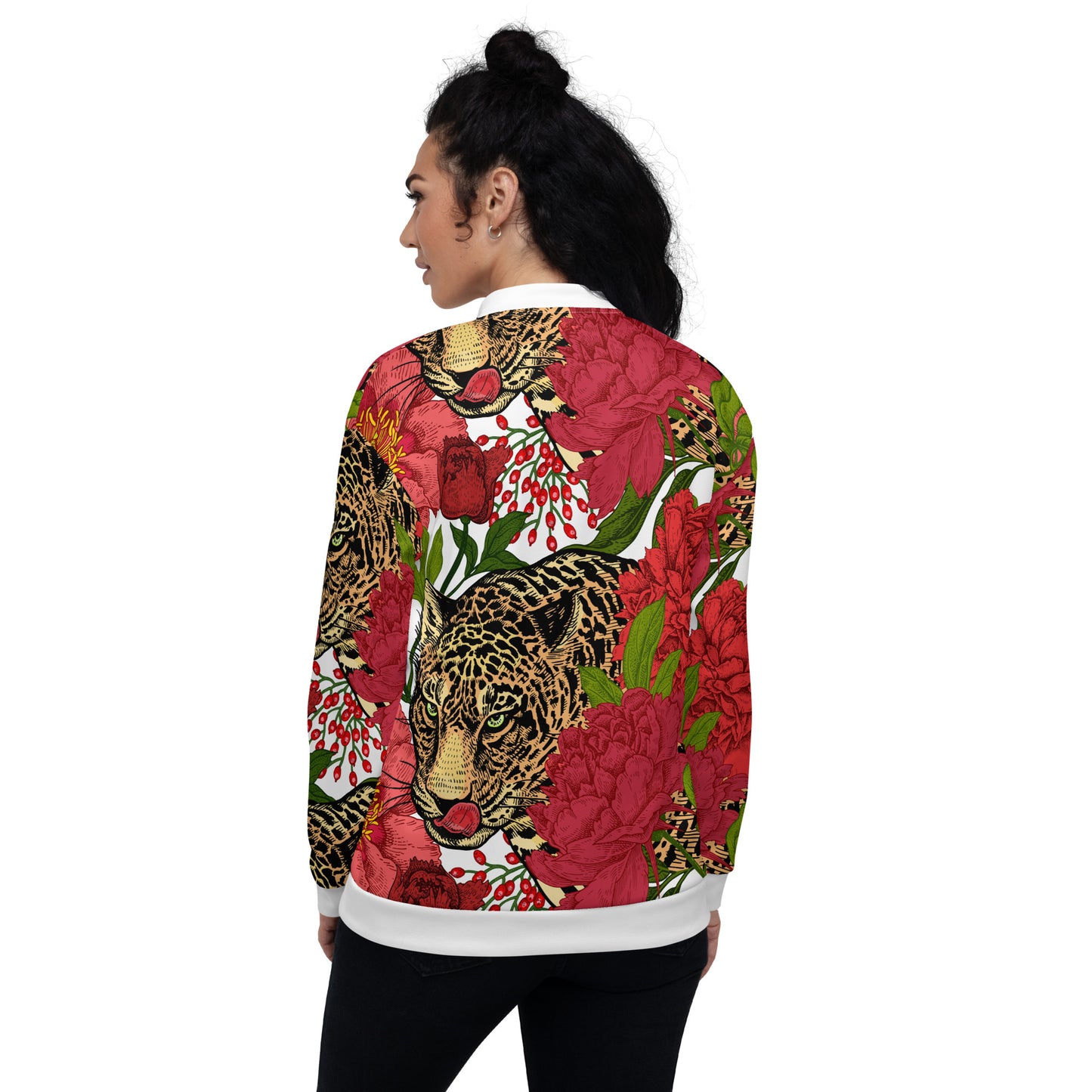 Leopard & Oversized Floral All-Over Print Unisex Bomber Jacket