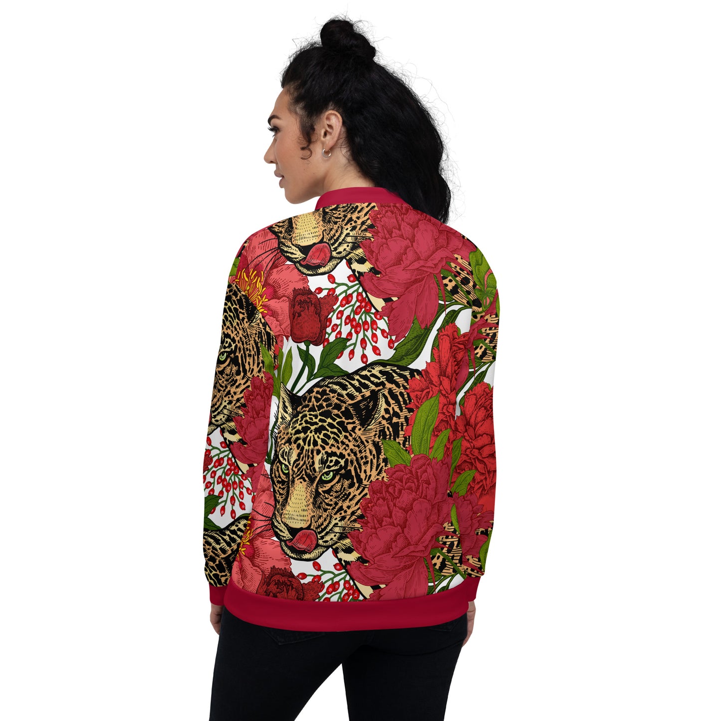 Leopard & Oversized Floral All-Over Print Unisex Bomber Jacket