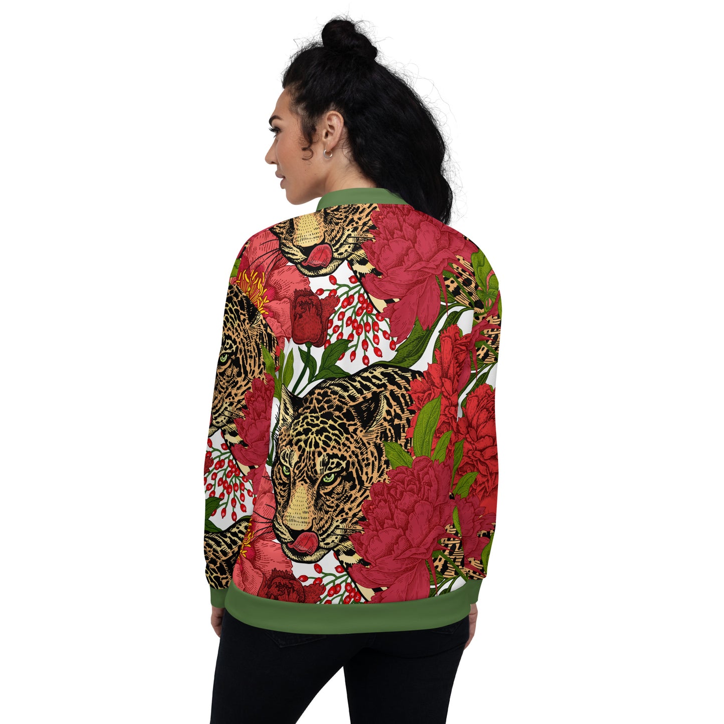 Leopard & Oversized Floral All-Over Print Unisex Bomber Jacket