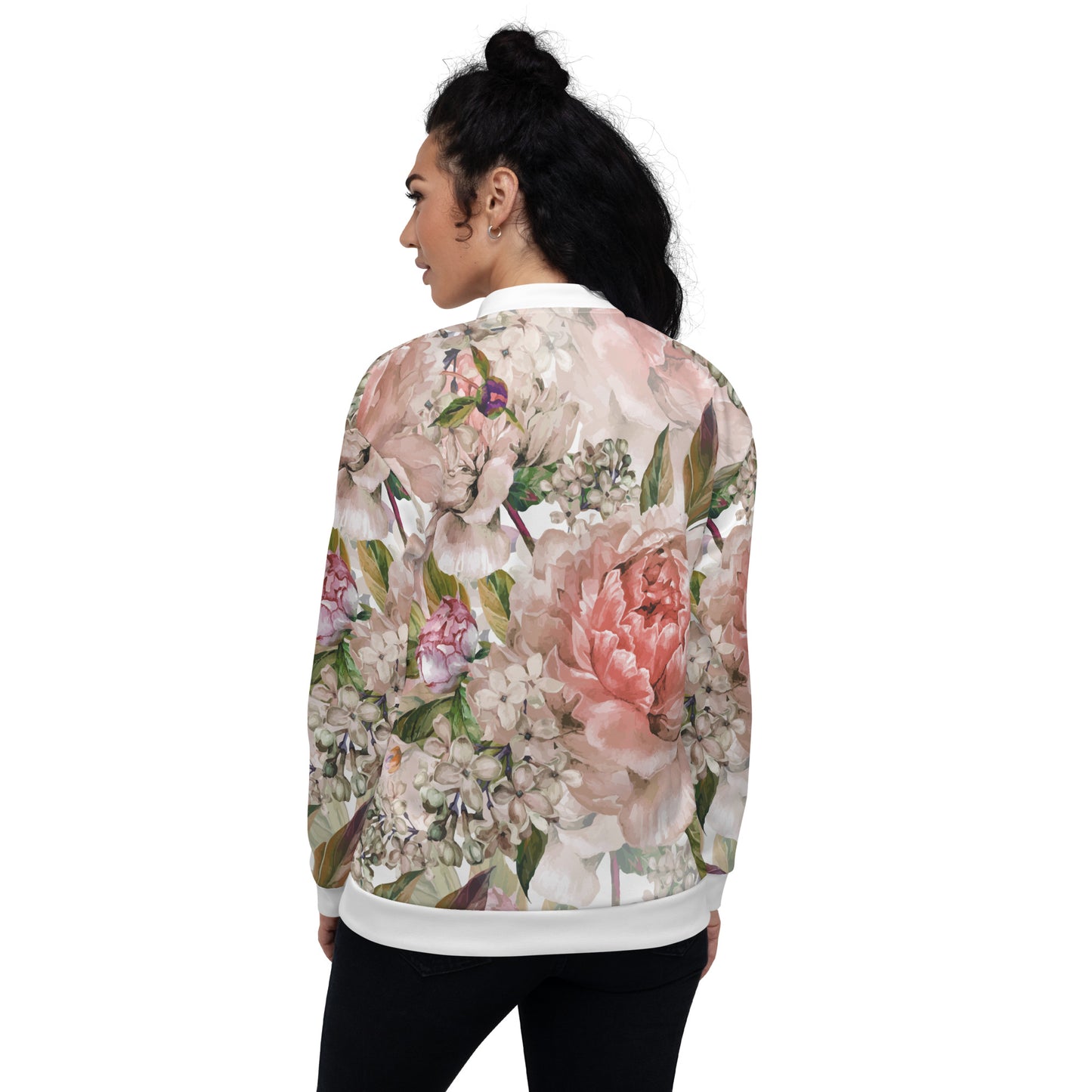 Floral Jacket Oversized Floral All-Over Print Unisex Bomber Jacket