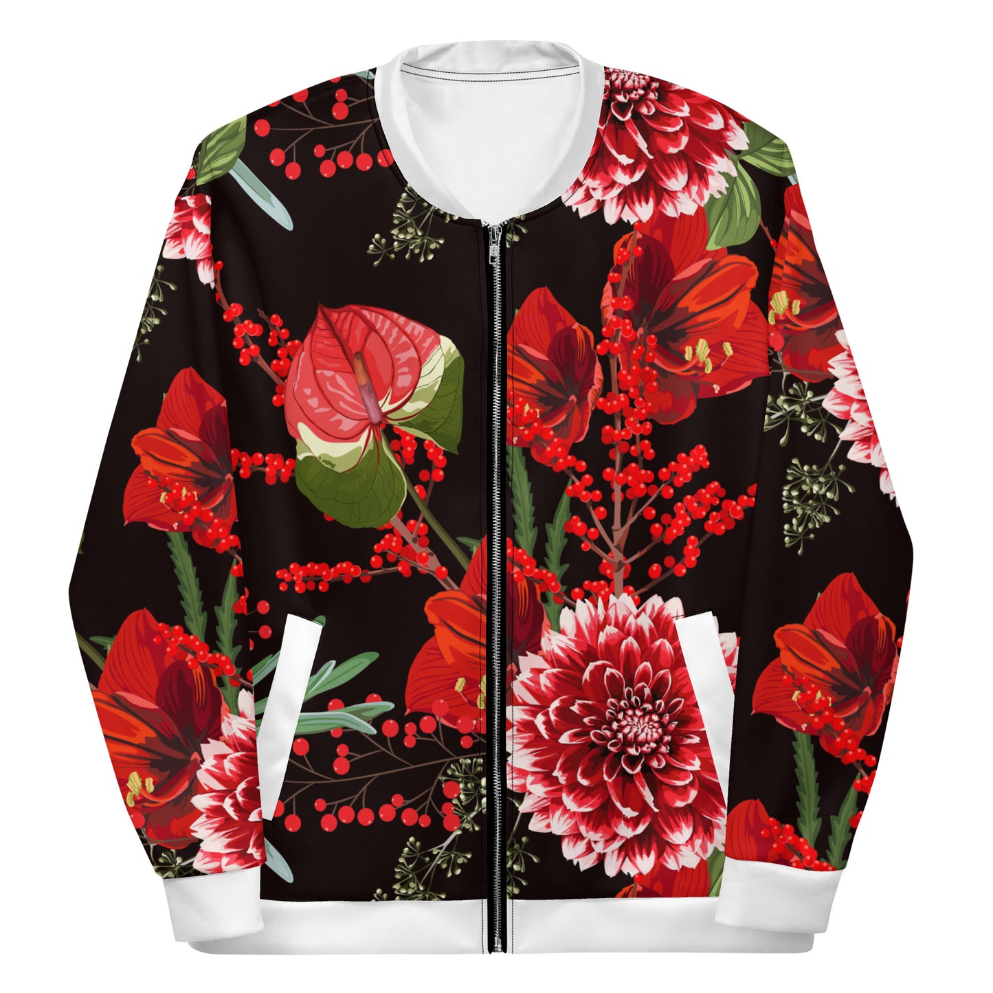 Floral Jacket Oversized Floral All-Over Print Unisex Bomber Jacket