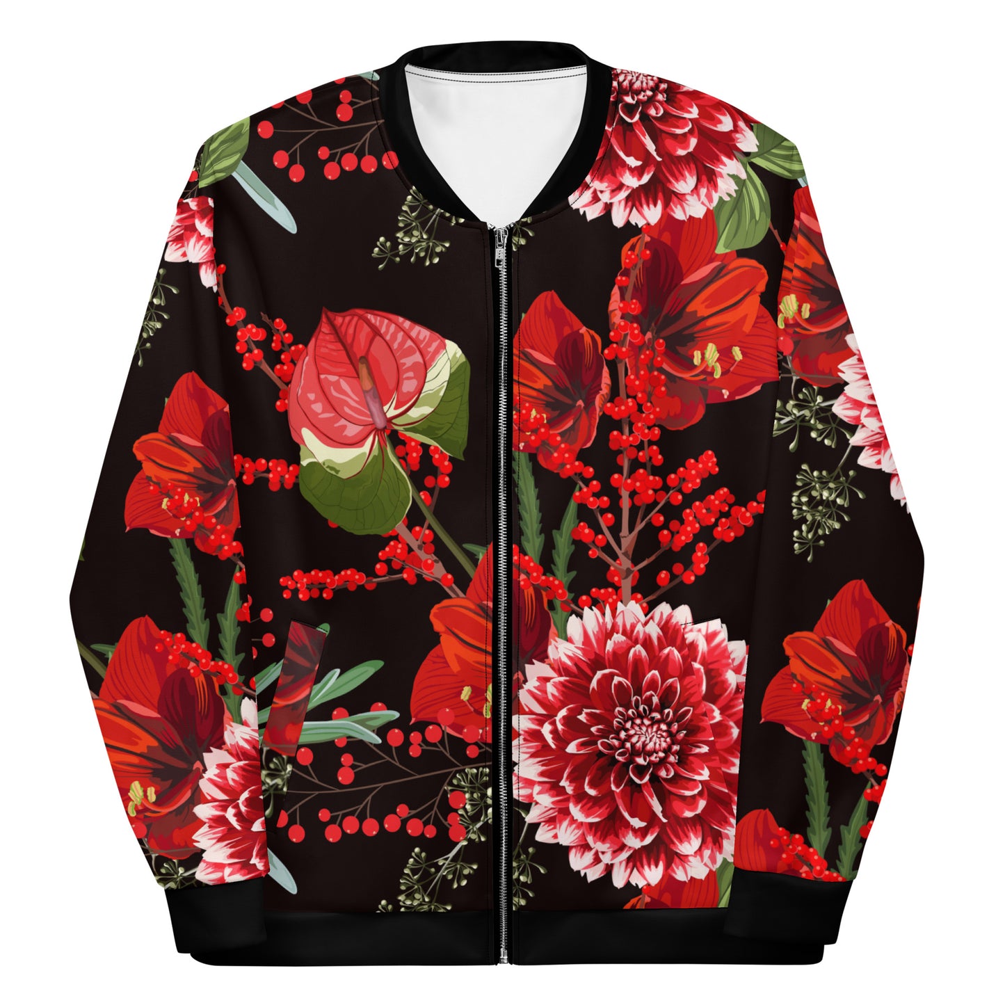 Floral Jacket Oversized Floral All-Over Print Unisex Bomber Jacket