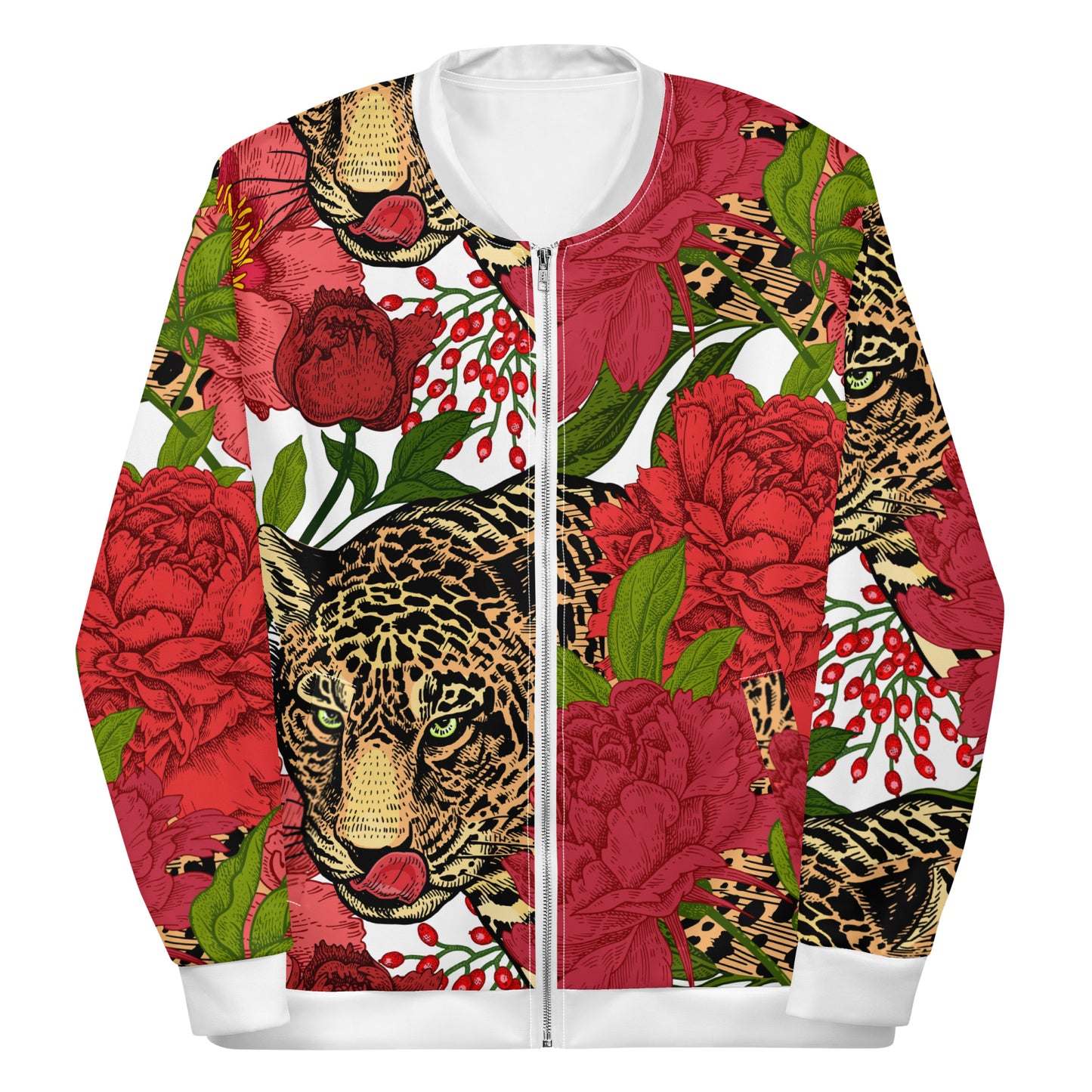 Leopard & Oversized Floral All-Over Print Unisex Bomber Jacket