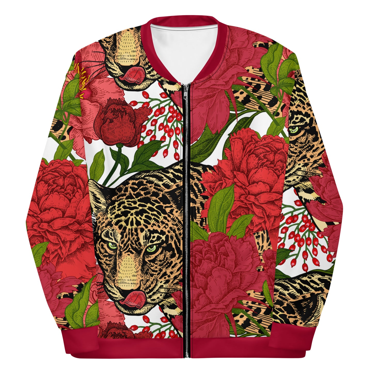 Leopard & Oversized Floral All-Over Print Unisex Bomber Jacket